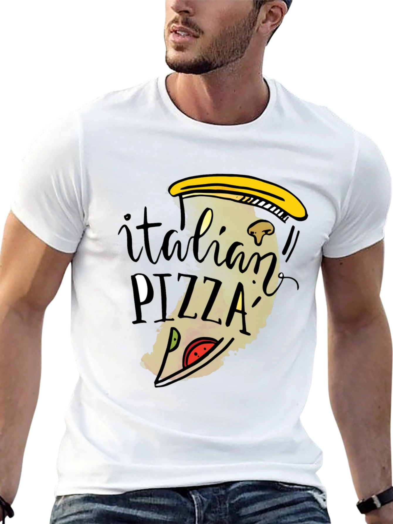 Italian Pizza Graphic Tee - Fun Foodie T-Shirt - 13