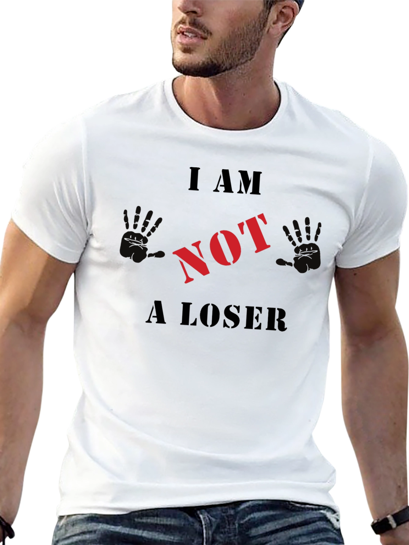 Black I AM NOT A LOSER Graphic T-Shirt view 13