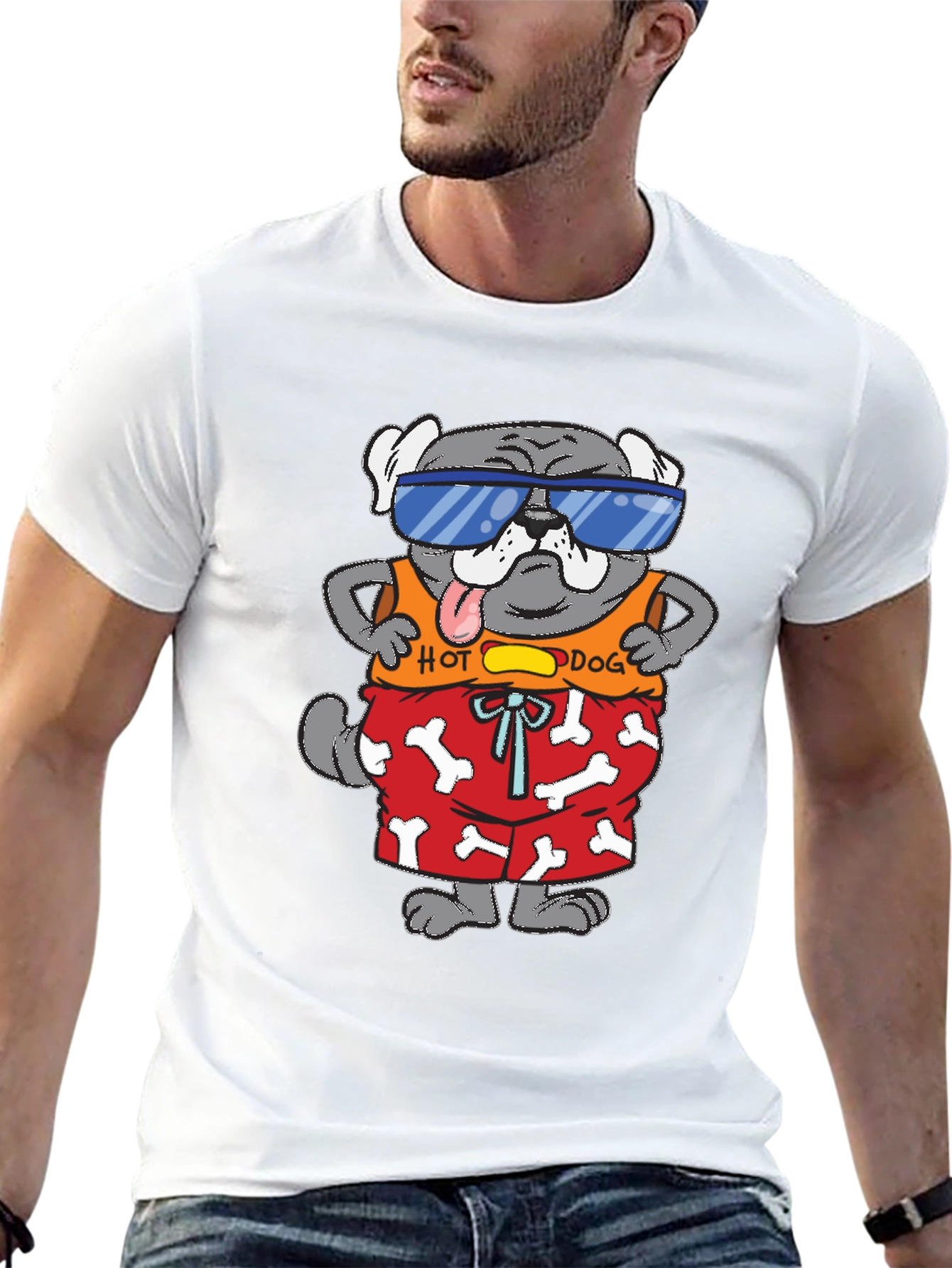 Black Cool Dog Graphic Tee view 13