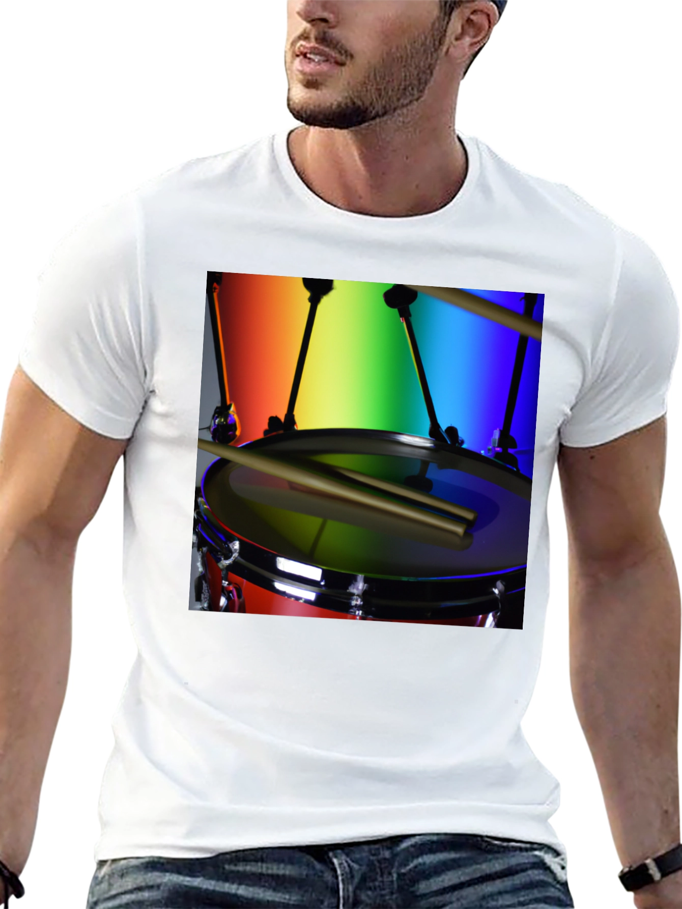 Black Rainbow Drummer T-Shirt - Music Lover Tee view 13