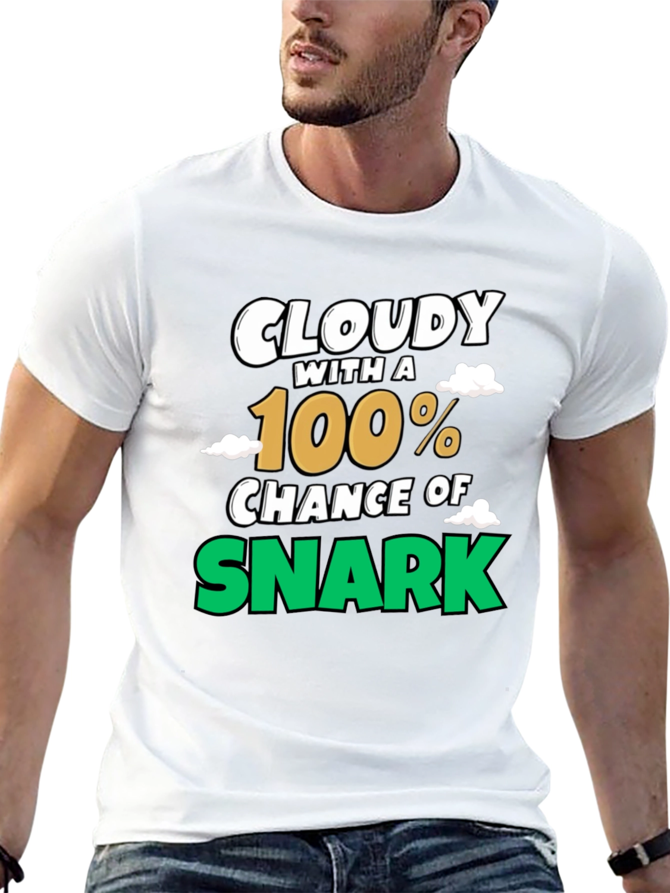 Black Cloudy with a 100% Chance of Snark Graphic Tee view 13