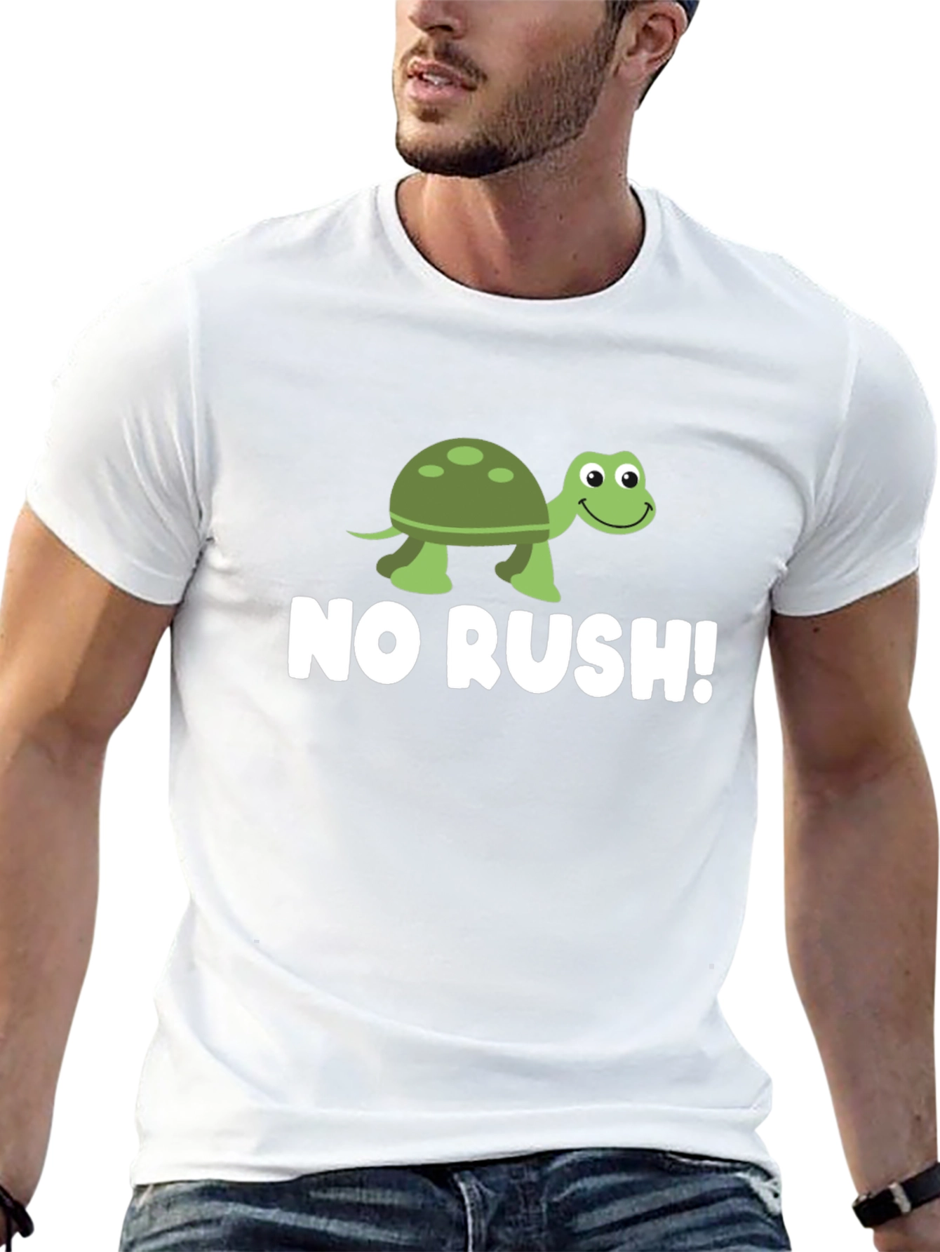 Black Funny Turtle No Rush T-Shirt view 13