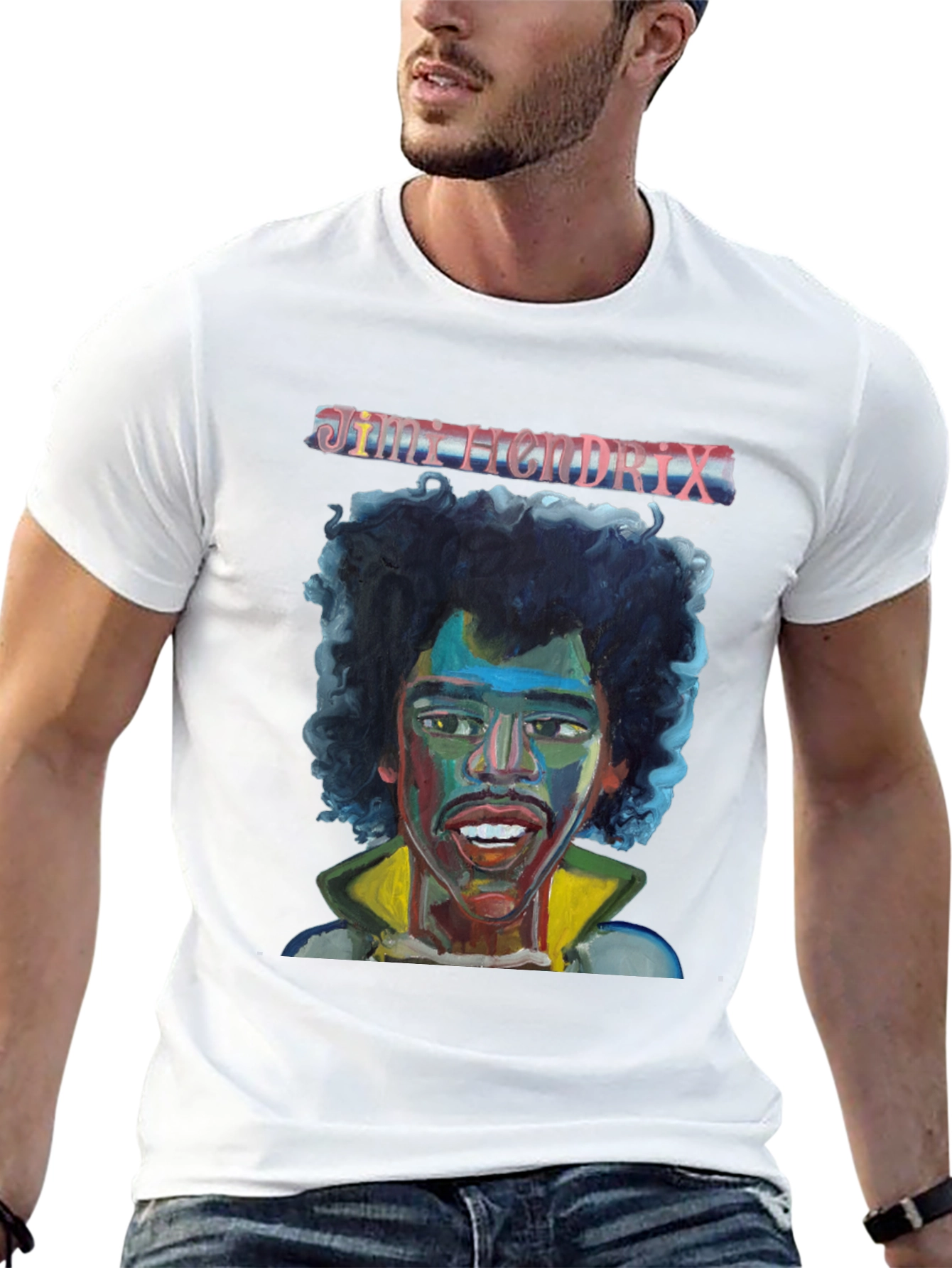 Black Jimi Hendrix Graphic Tee Black Cotton T-Shirt view 13