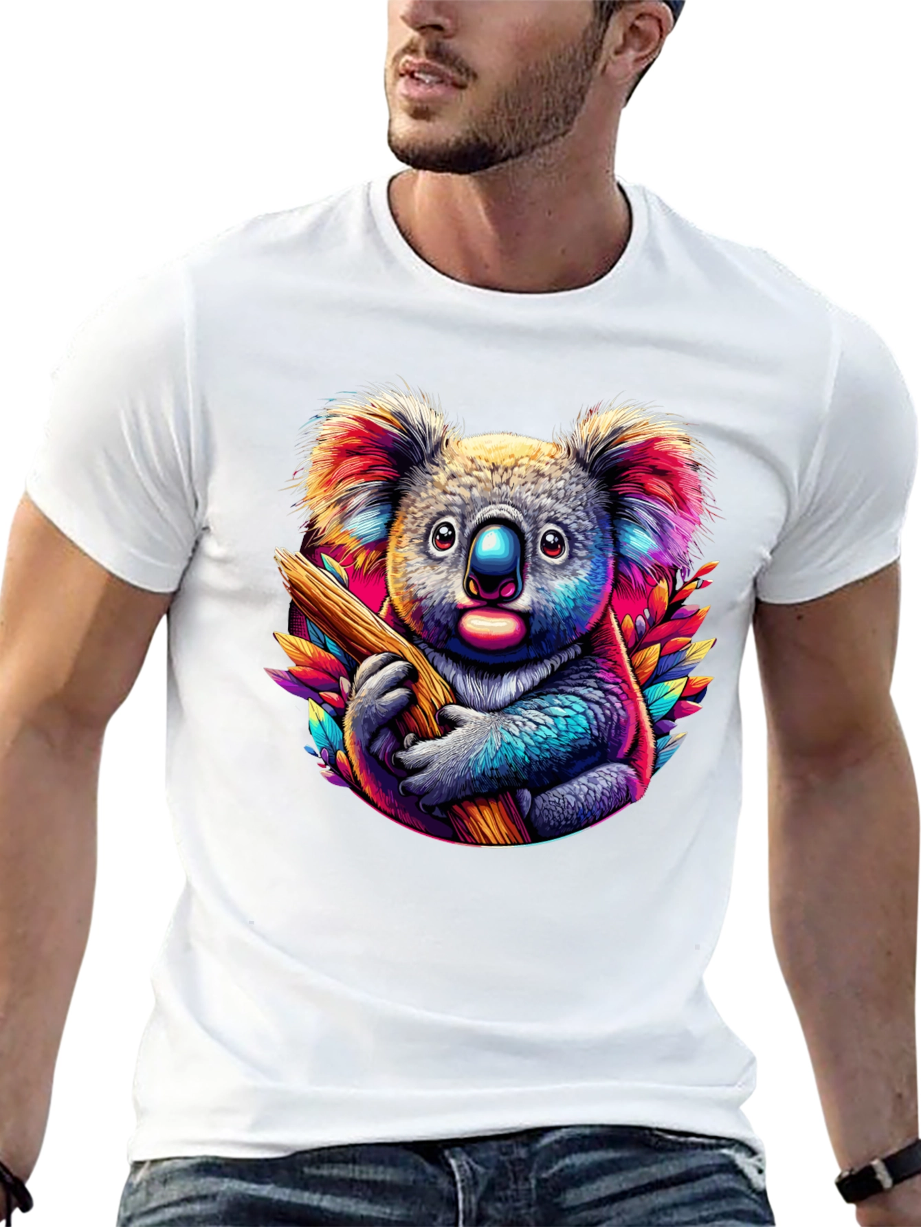 Black Koala Bear Graphic T-Shirt - Vibrant Colors view 13