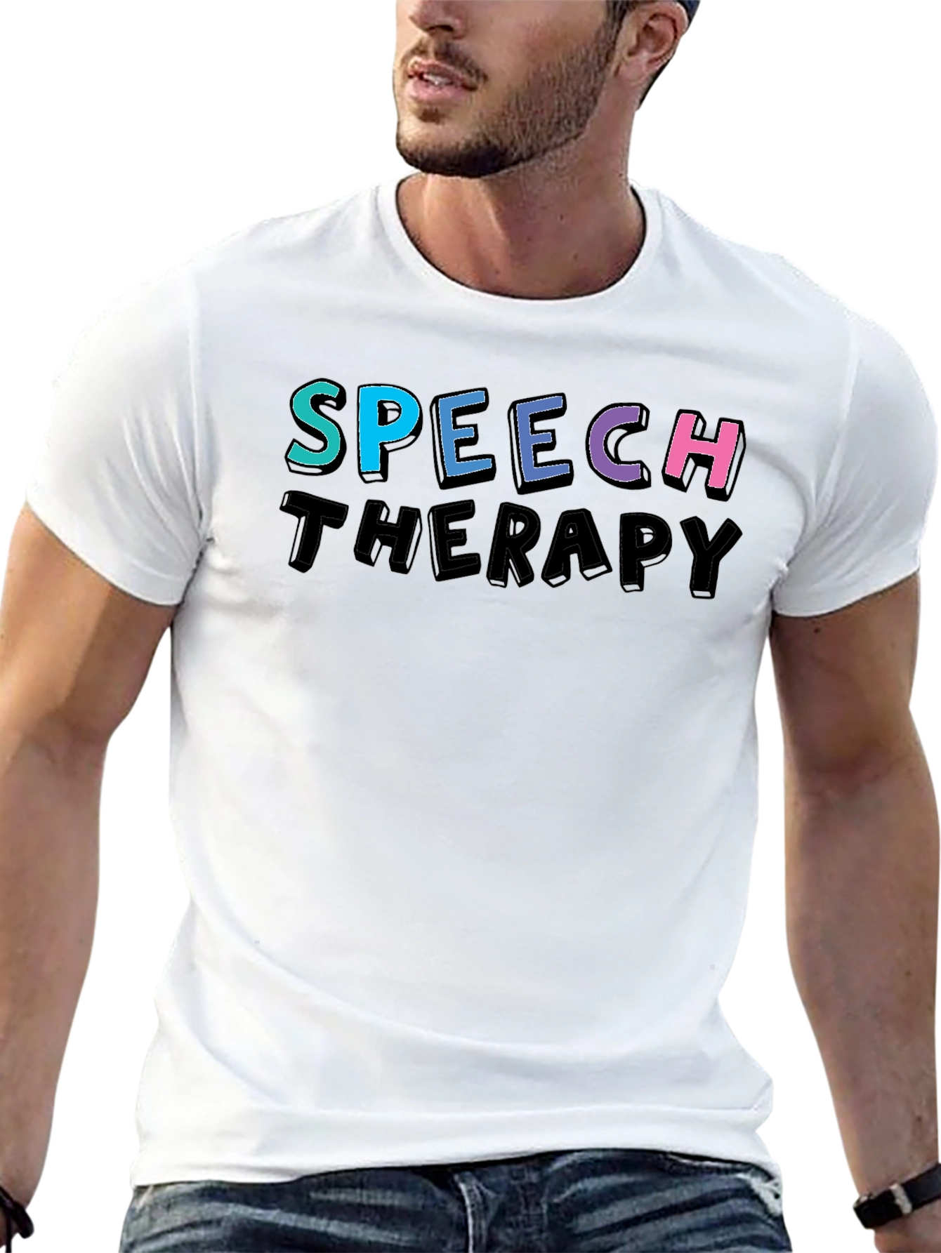Black Speech Therapy T-Shirt - Colorful Graphic Tee view 13