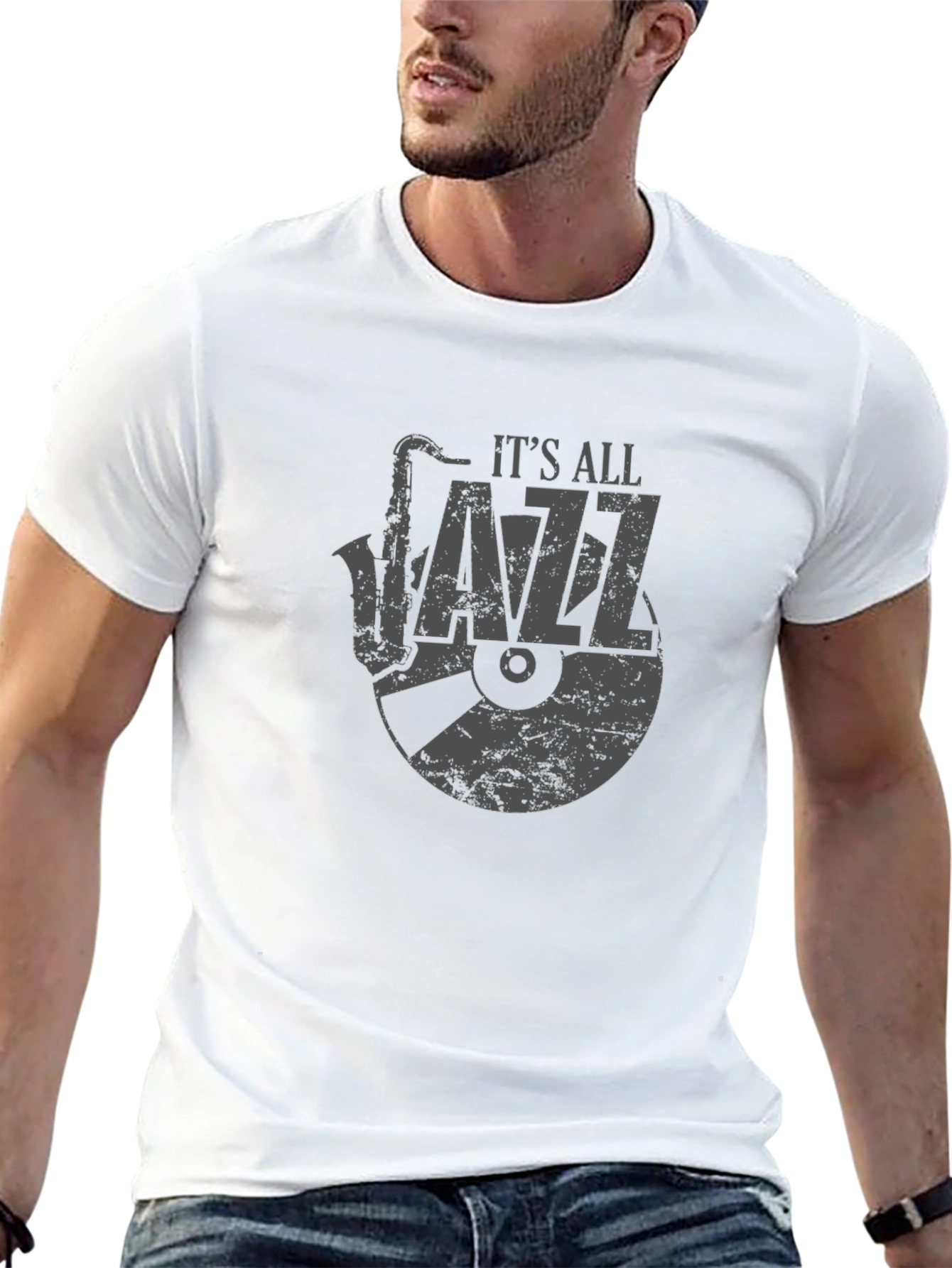 Black It's All Jazz Graphic Tee - Black Cotton T-Shirt view 13
