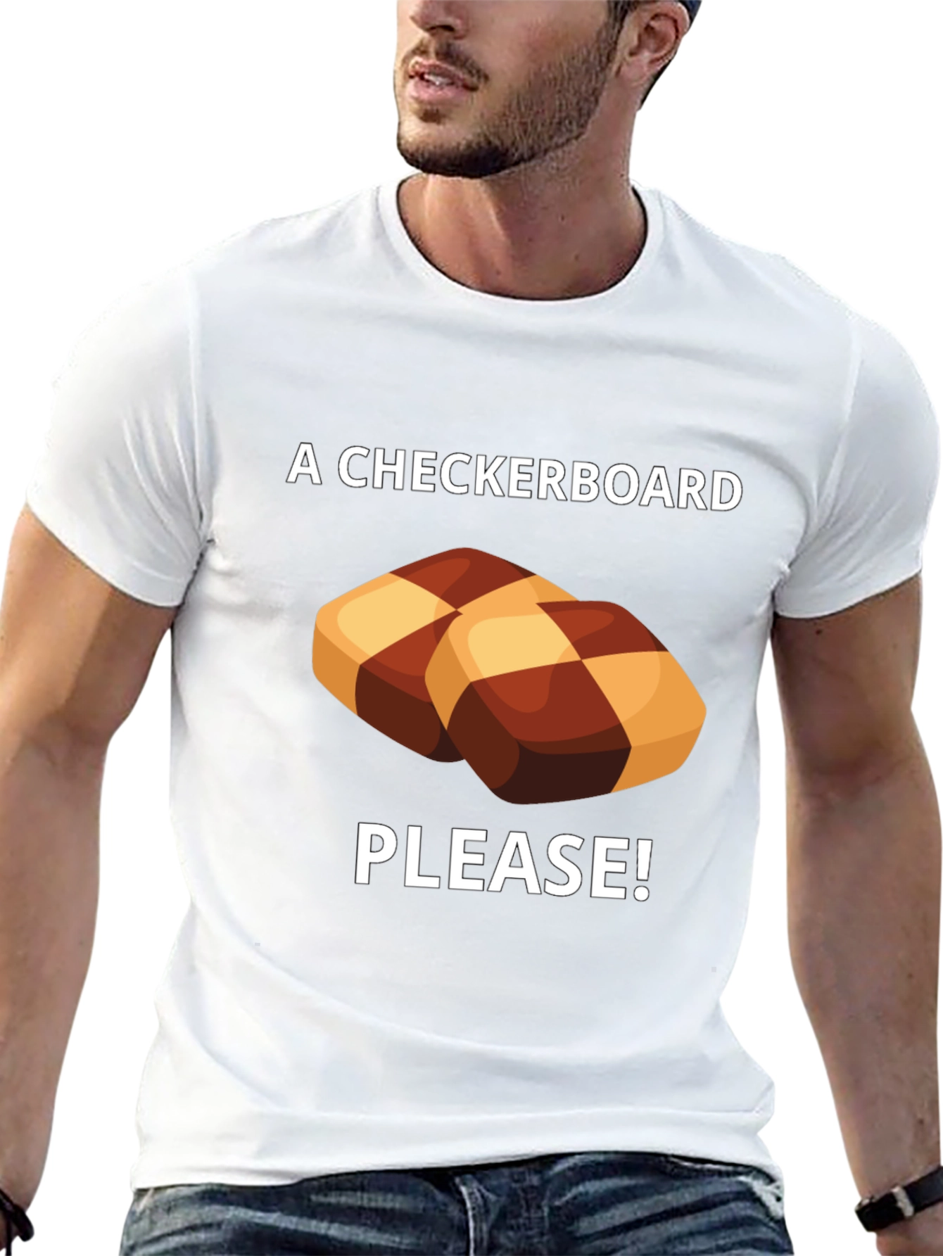 Black Checkerboard Cookie Please! Graphic Tee view 13