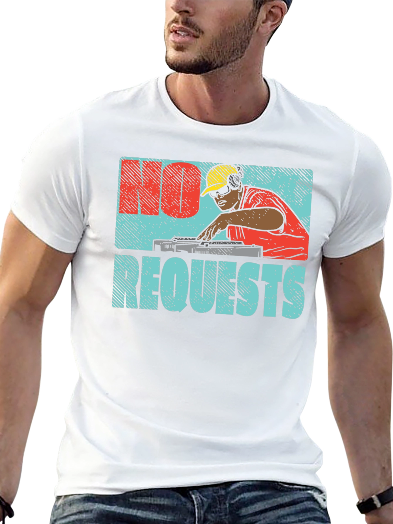 Black No Requests Graphic DJ T-Shirt view 13