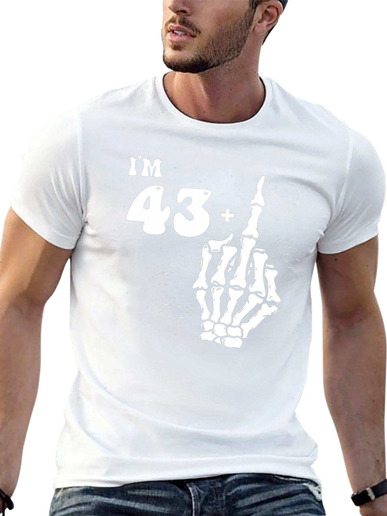 Black Funny 43+1 Skeleton Hand Graphic Tee view 13