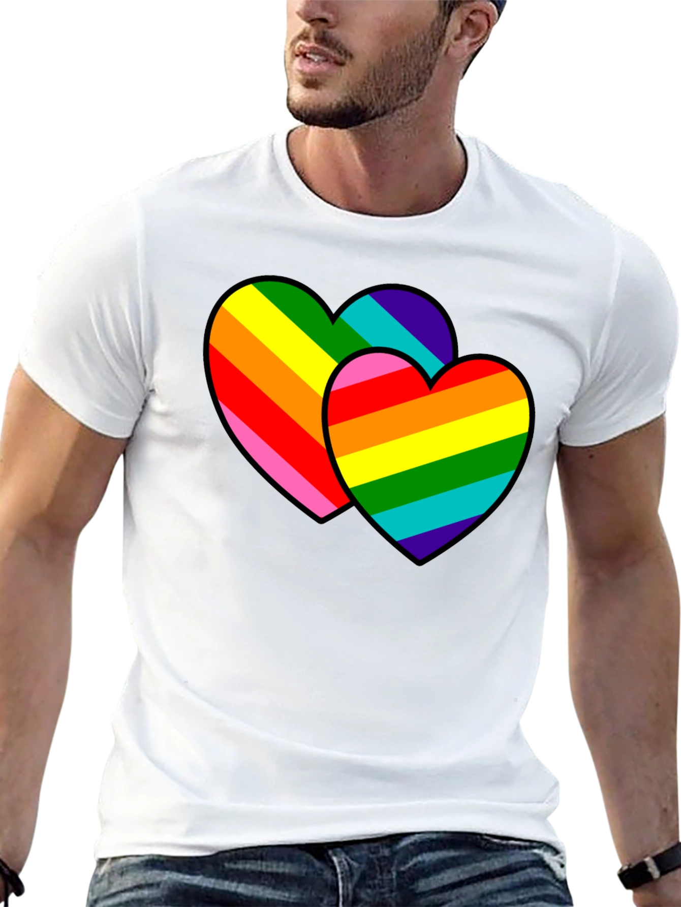 Black Rainbow Hearts Graphic Tee - Pride Love view 13