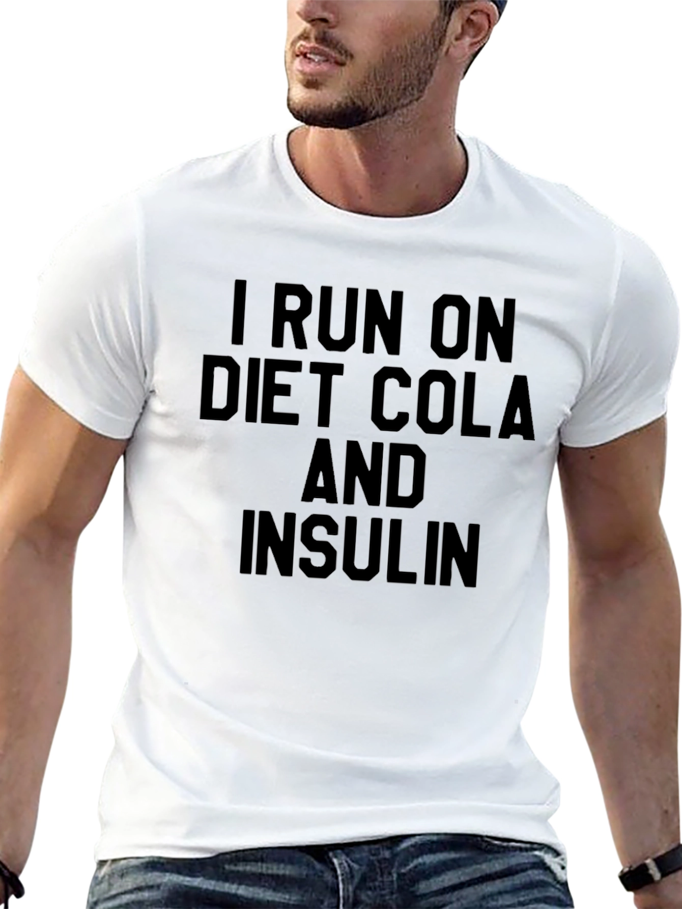 Black I Run on Diet Cola and Insulin Graphic Tee view 13