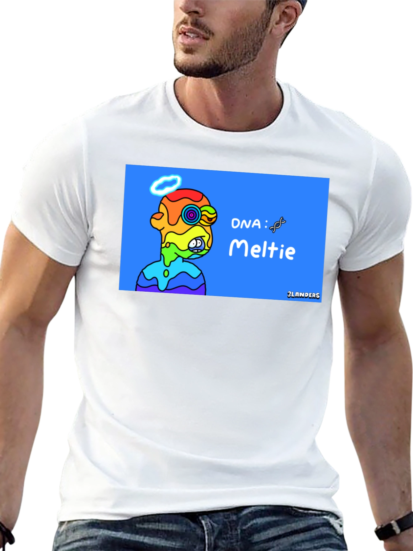 Black Melting Rainbow Character Graphic Tee - Cool Unique Design view 13