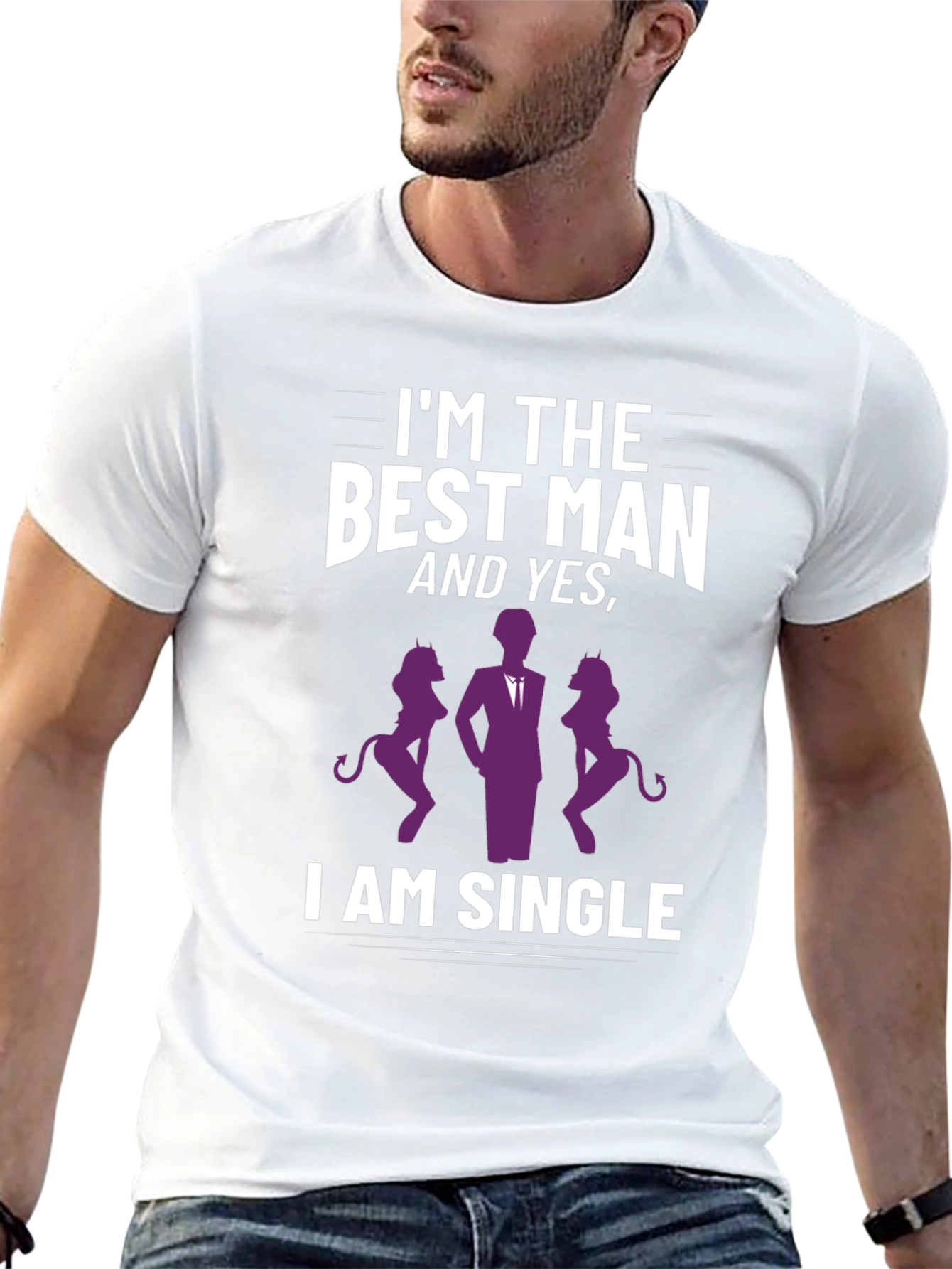 Black Best Man Single T-Shirt Funny Bachelor Party Tee view 13