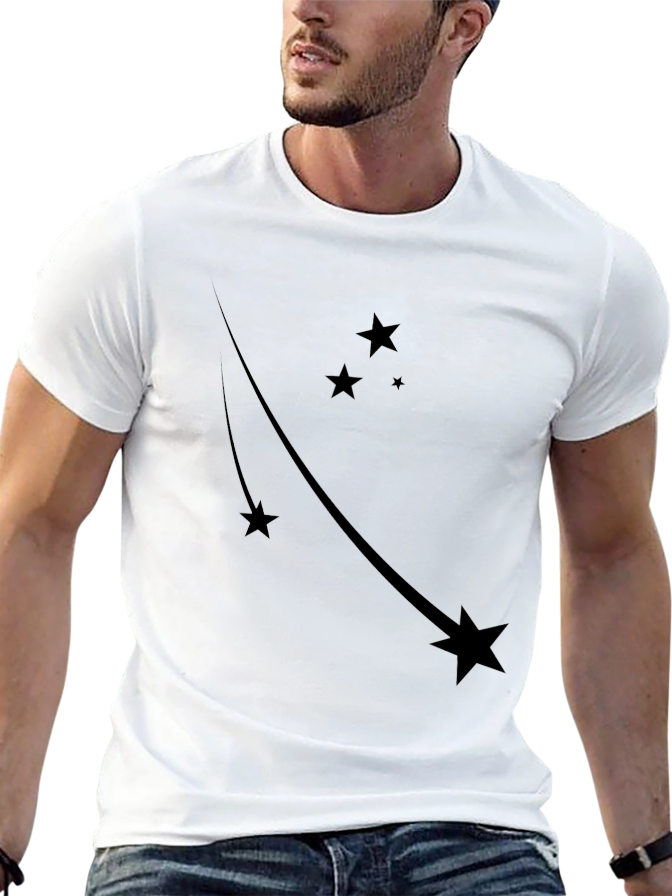 Black Star Trail Black Tee - Stylish Graphic T-Shirt view 13