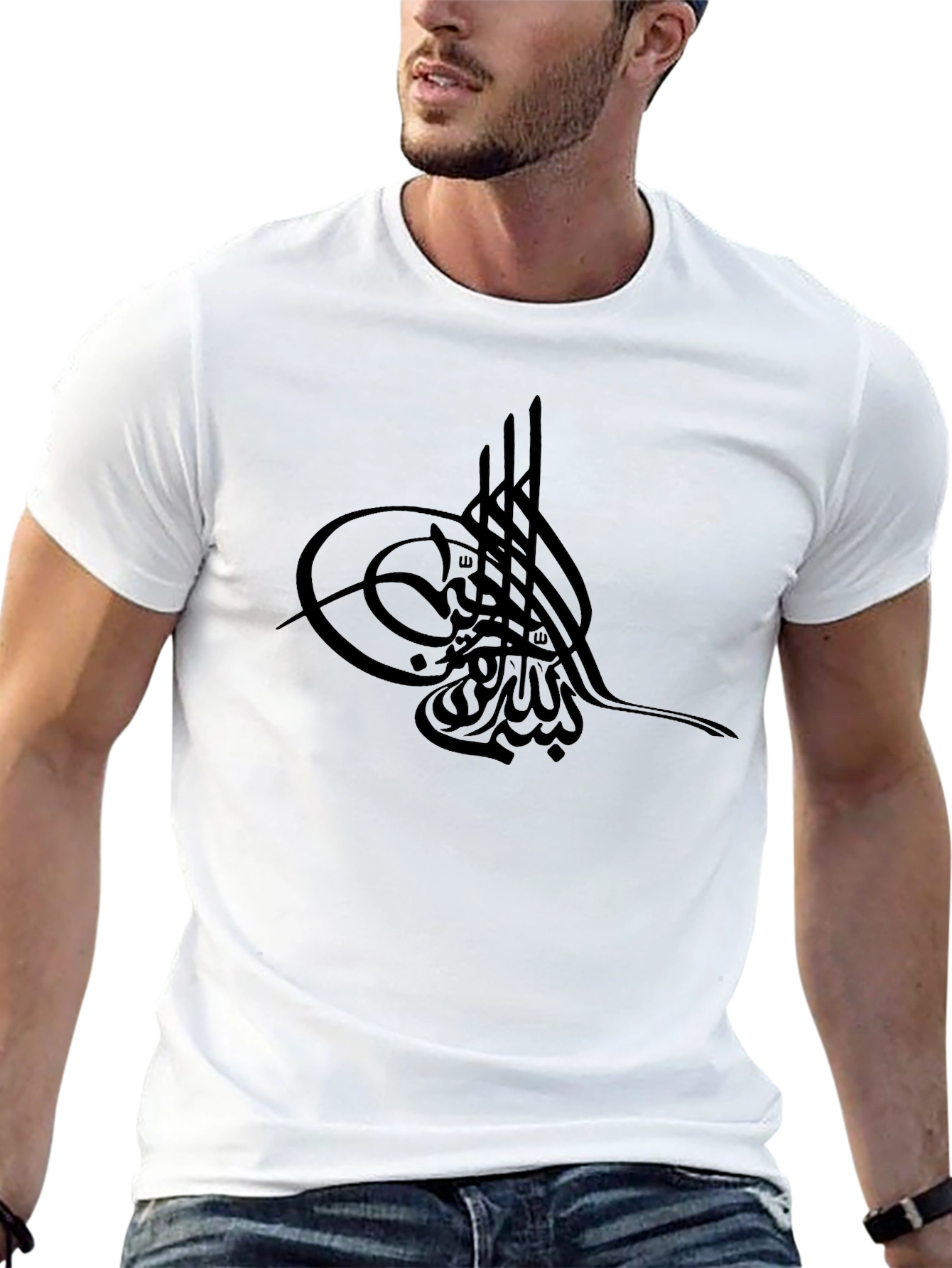 Black Black T-Shirt with Ottoman Calligraphy view 13