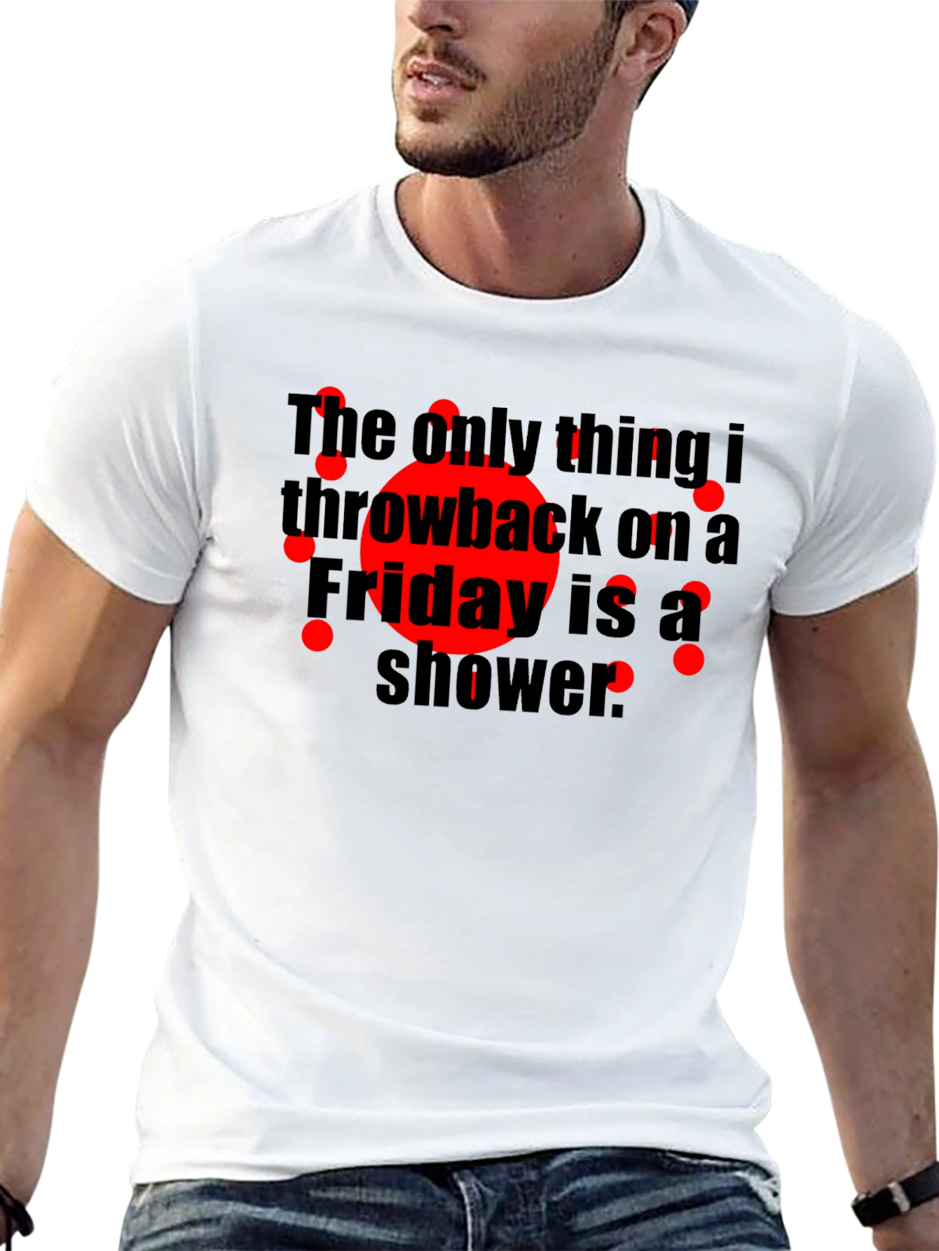Black Funny Friday Shower Throwback T-Shirt view 13