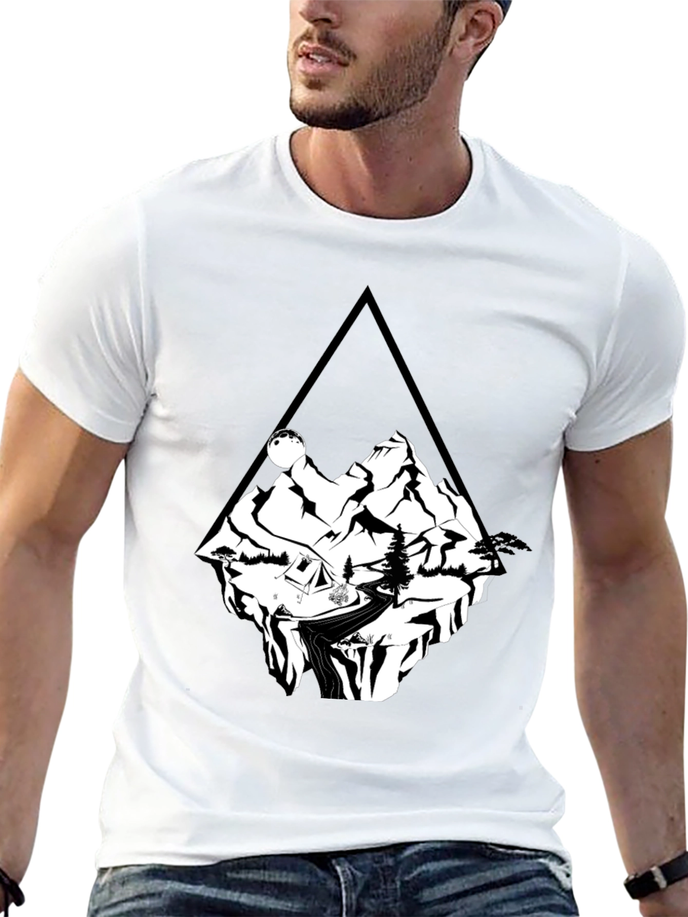 Black Mountain Adventure T-Shirt - Black Cotton Tee view 13