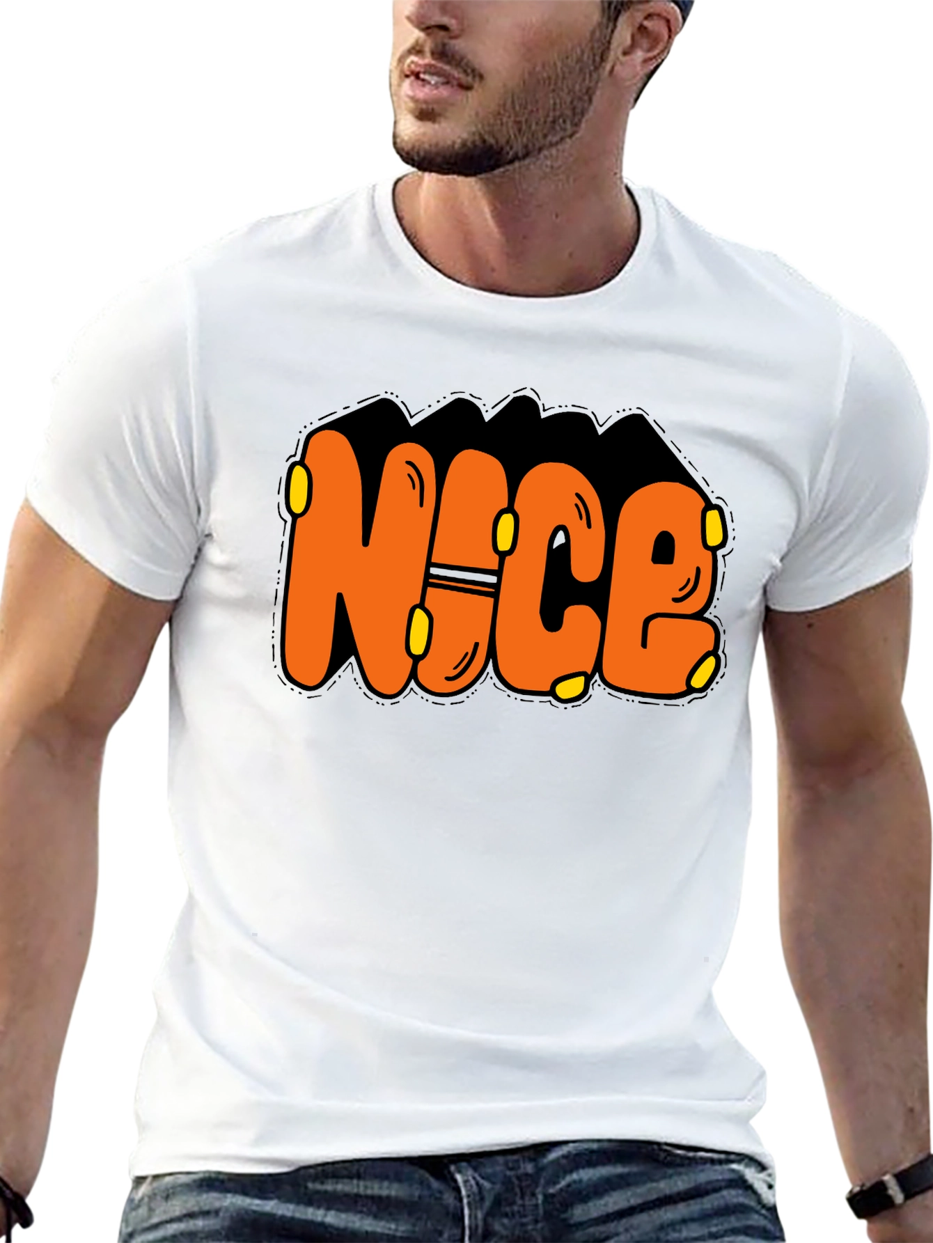 Black Nice Graphic Print T-Shirt view 13