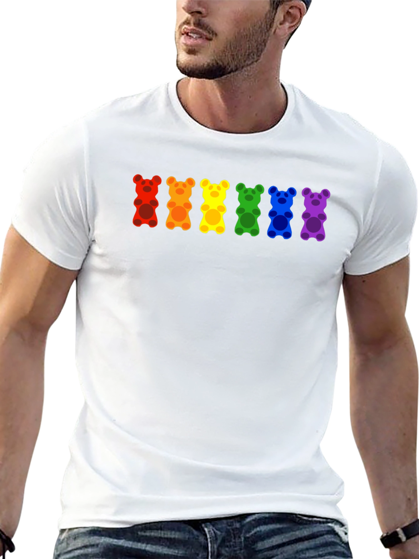 Black Rainbow Gummy Bear Pride T-Shirt view 13