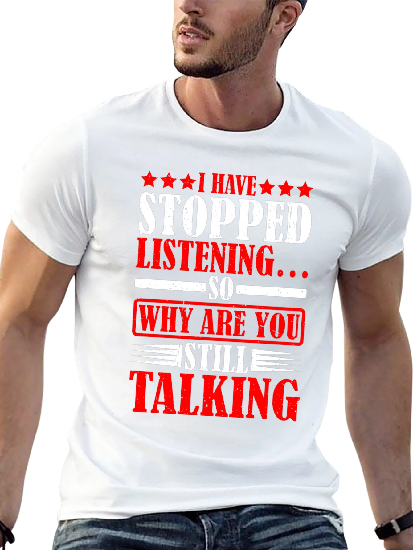 Black Funny Sarcastic Graphic T-Shirt - Why Are You Still Talking? view 13