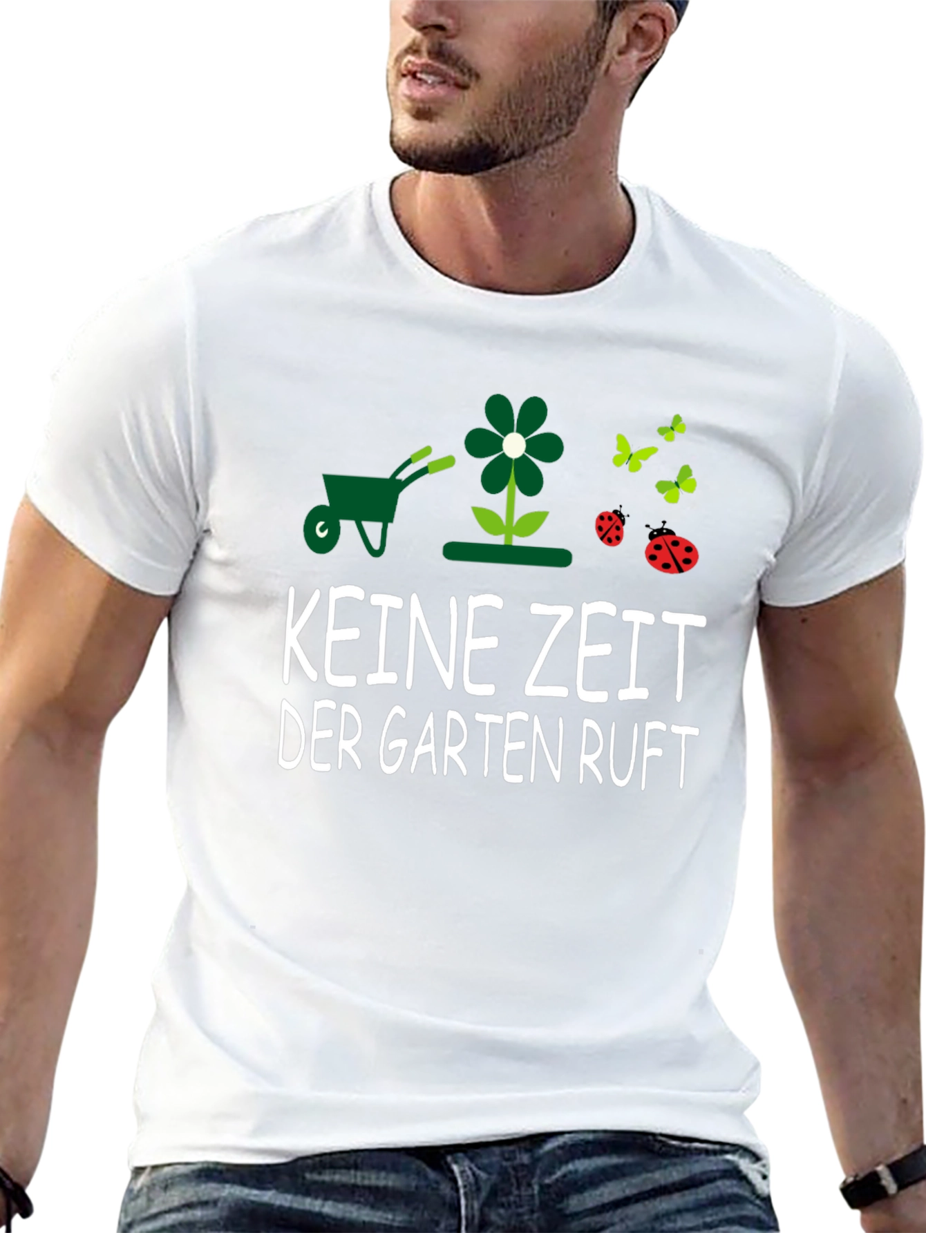 Black Gardening T-Shirt - KEINE ZEIT DER GARTEN RUFT - Garden Lover Tee view 13