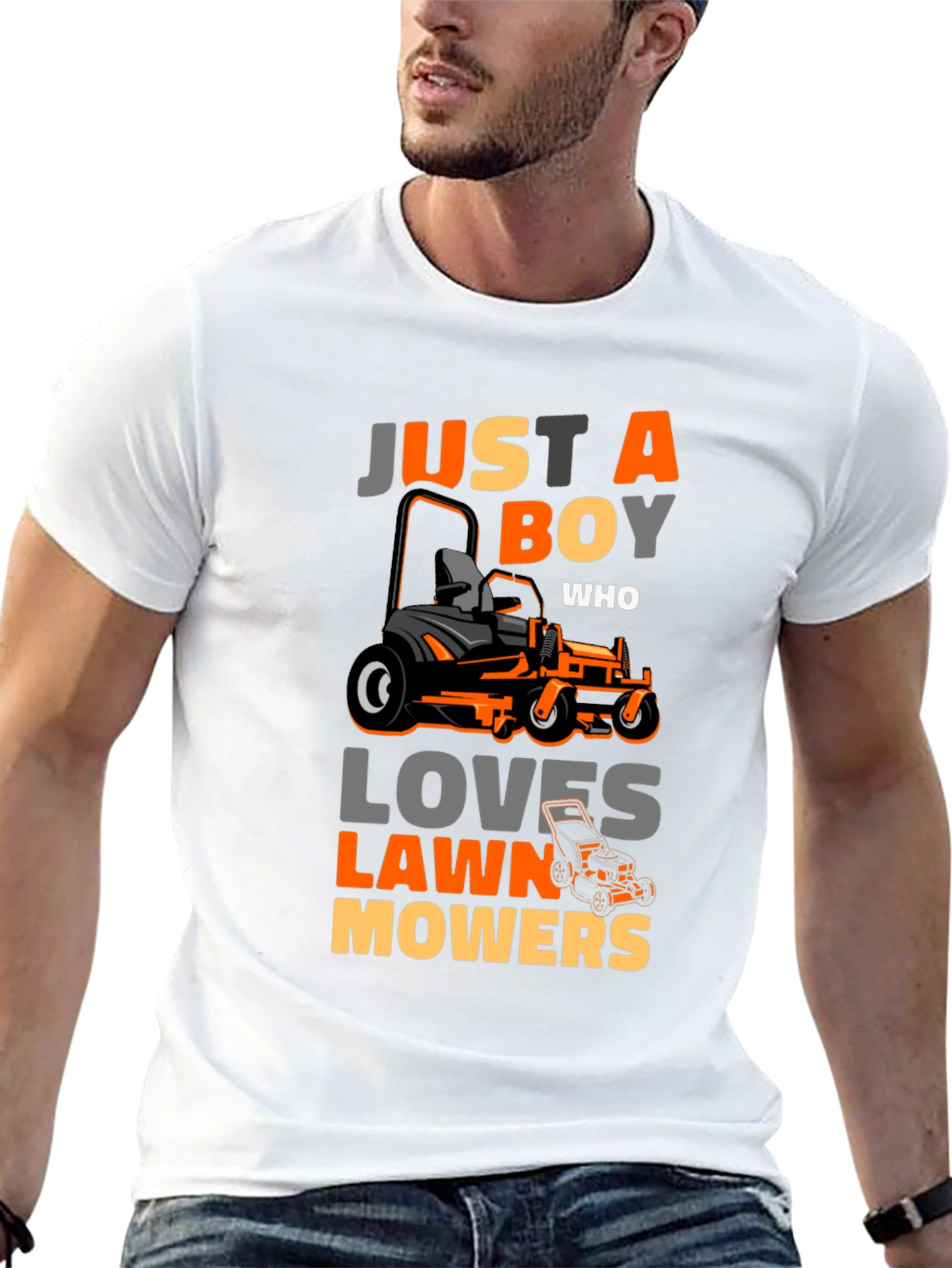 Black Just A Boy Who Loves Lawn Mowers T-Shirt view 13