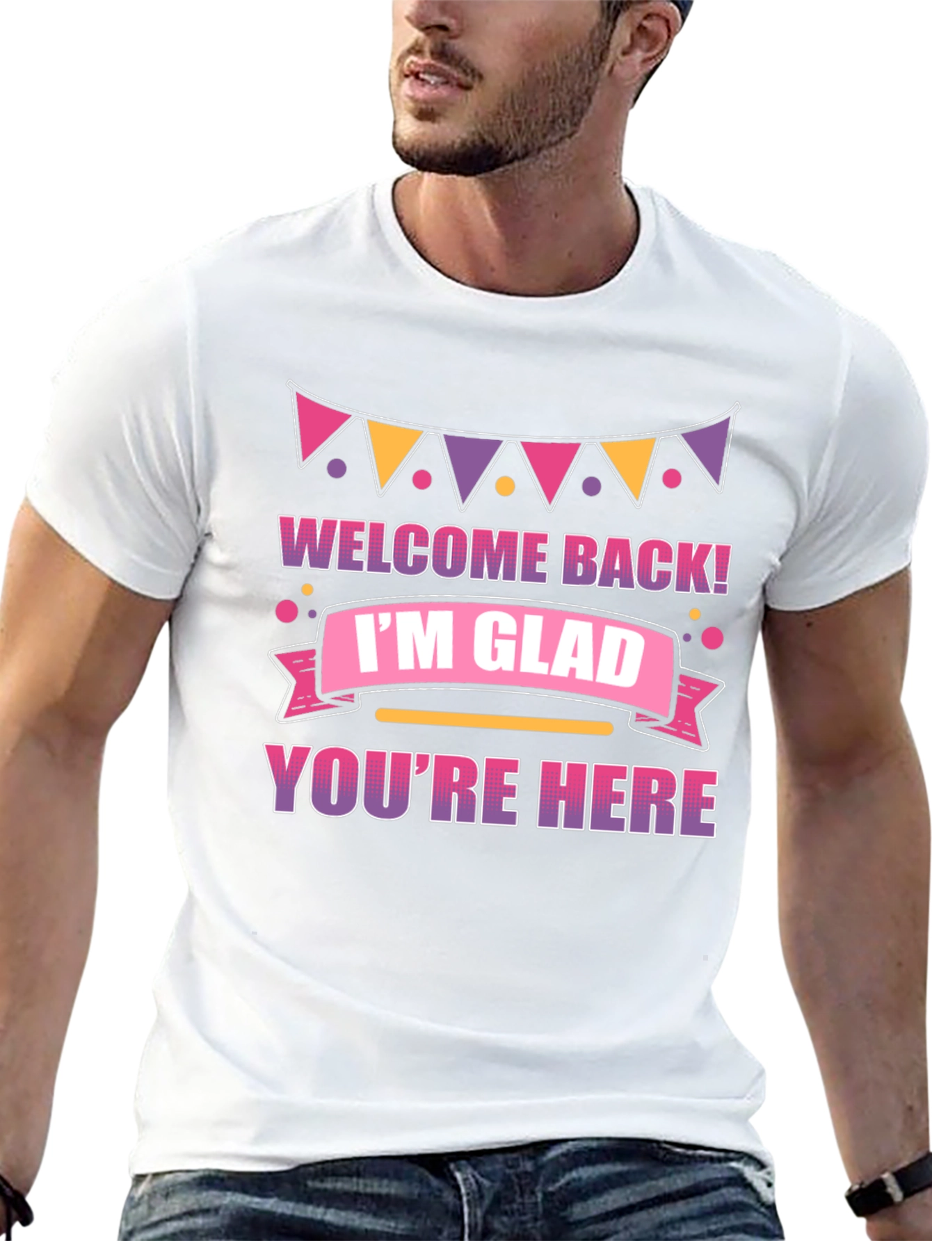 Black Welcome Back I'm Glad You're Here T-Shirt view 13