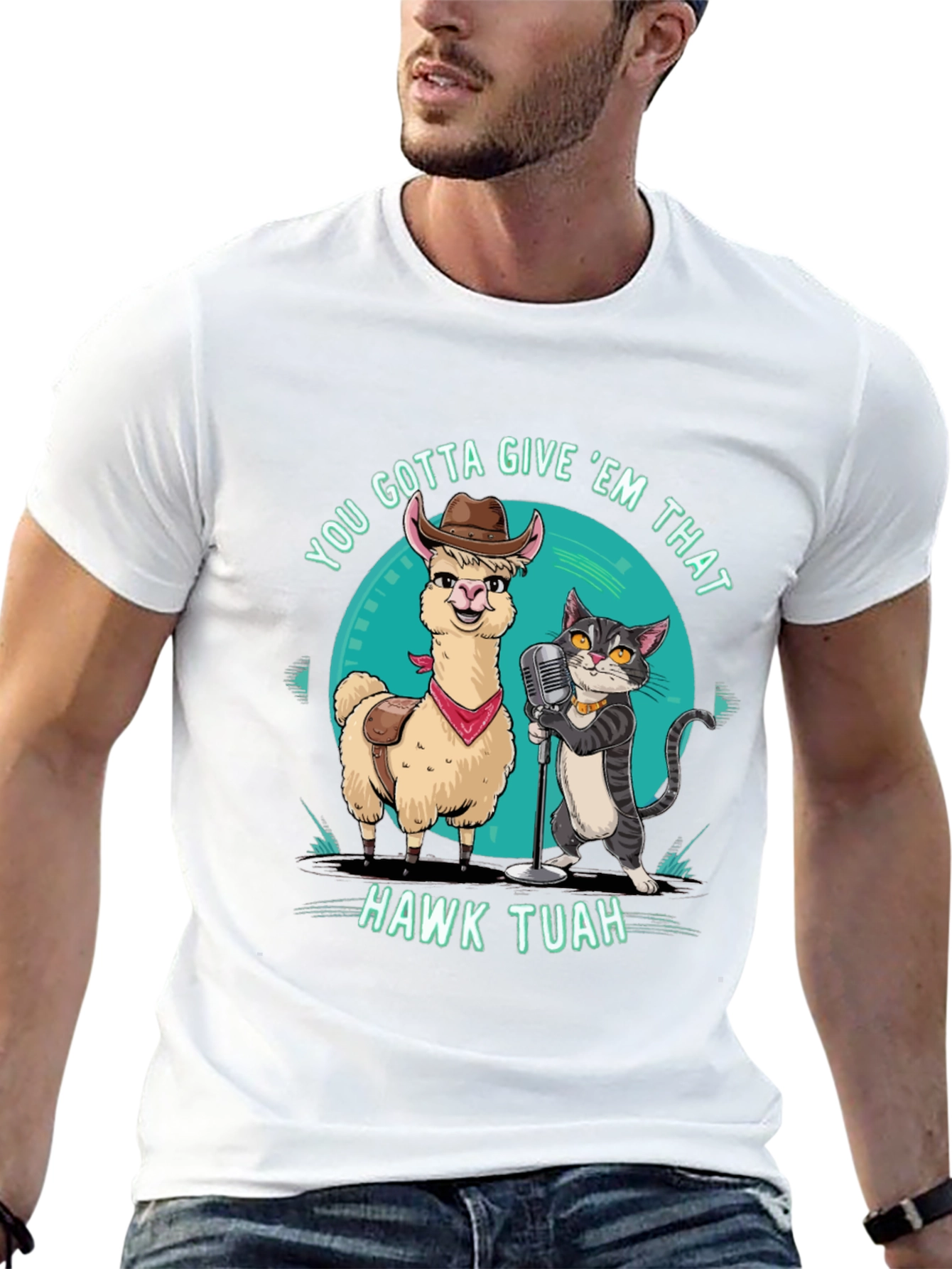 Black Hawk Tuah T-Shirt: Singing Llama & Cat Duo! view 13