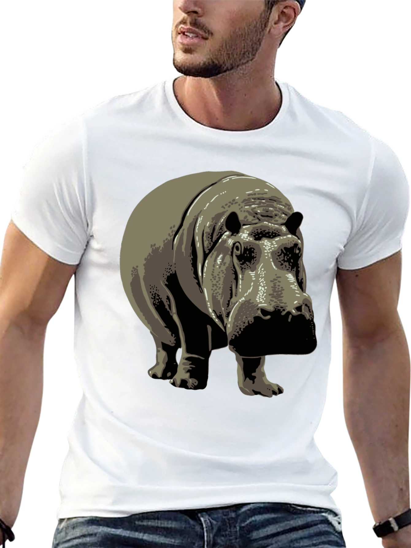 Black Hippo Graphic Tee - Black Cotton T-Shirt view 13