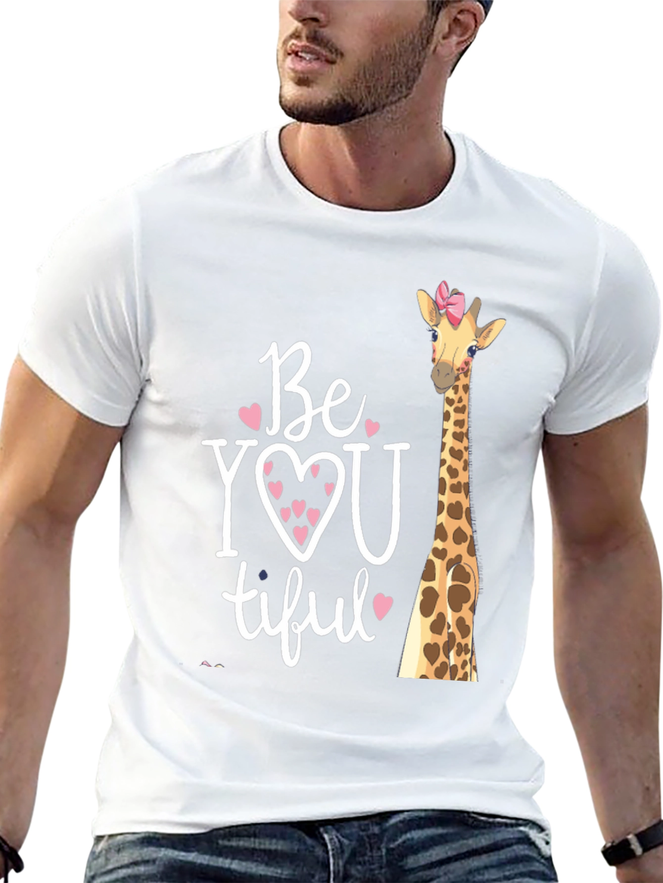 Black BeYOUtiful Giraffe Graphic Tee - Unisex Black T-Shirt view 13