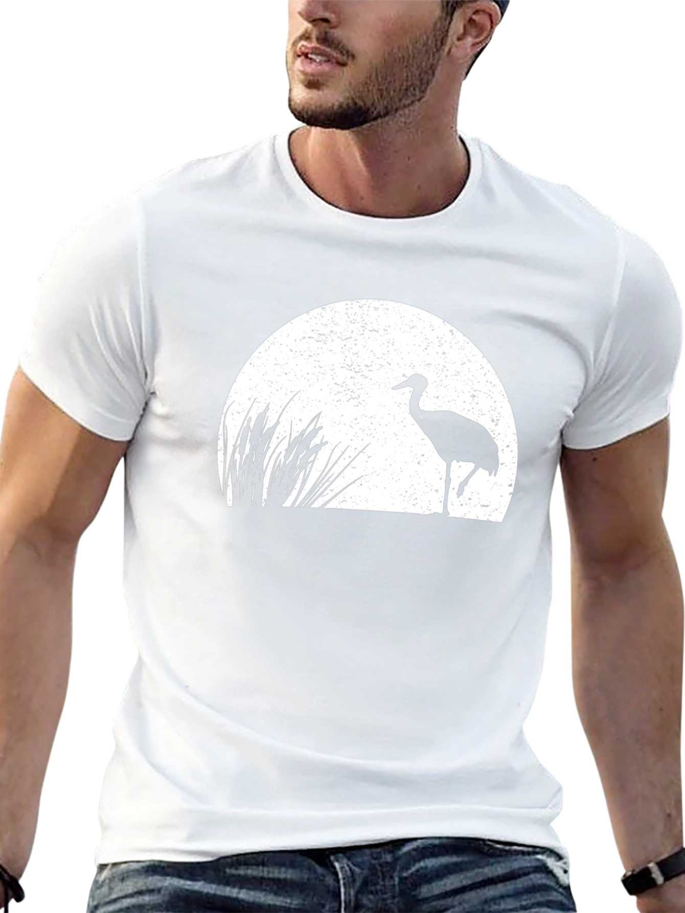 Black Crane Silhouette Graphic Tee - Black view 13