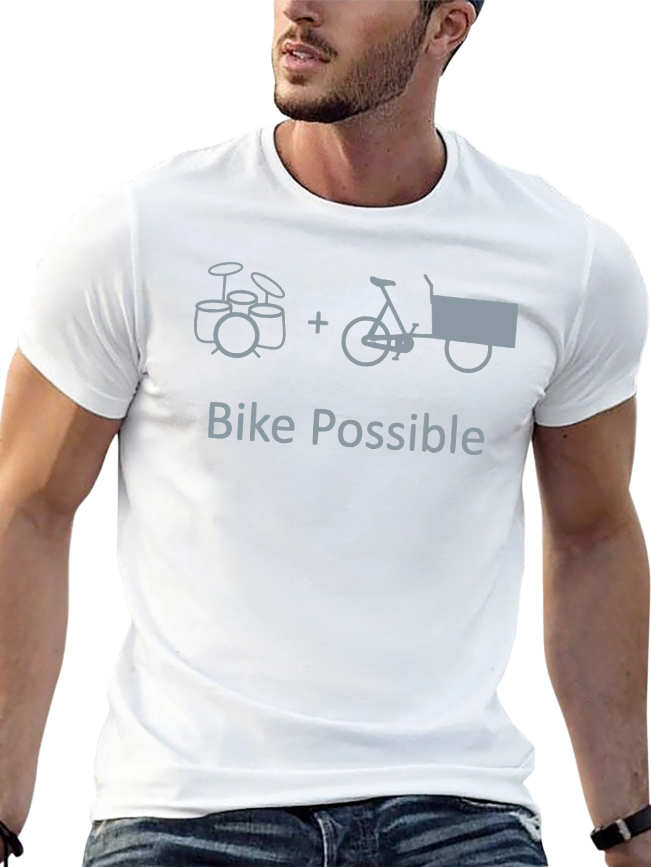 Black Drum Kit + Bike = Bike Possible Graphic Tee view 13