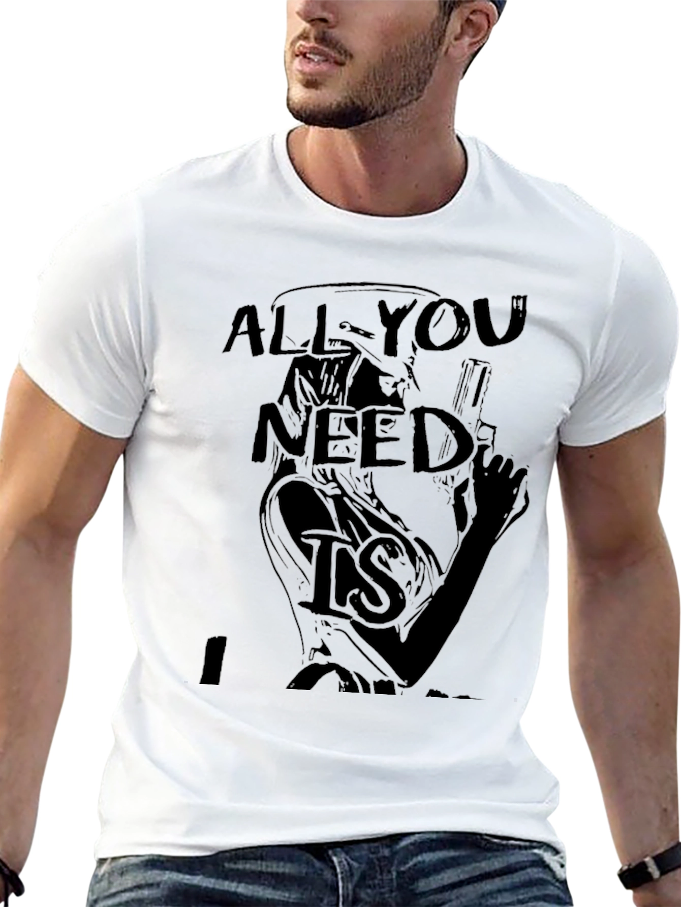 Black All You Need Is T-Shirt - Graphic Print Tee view 13