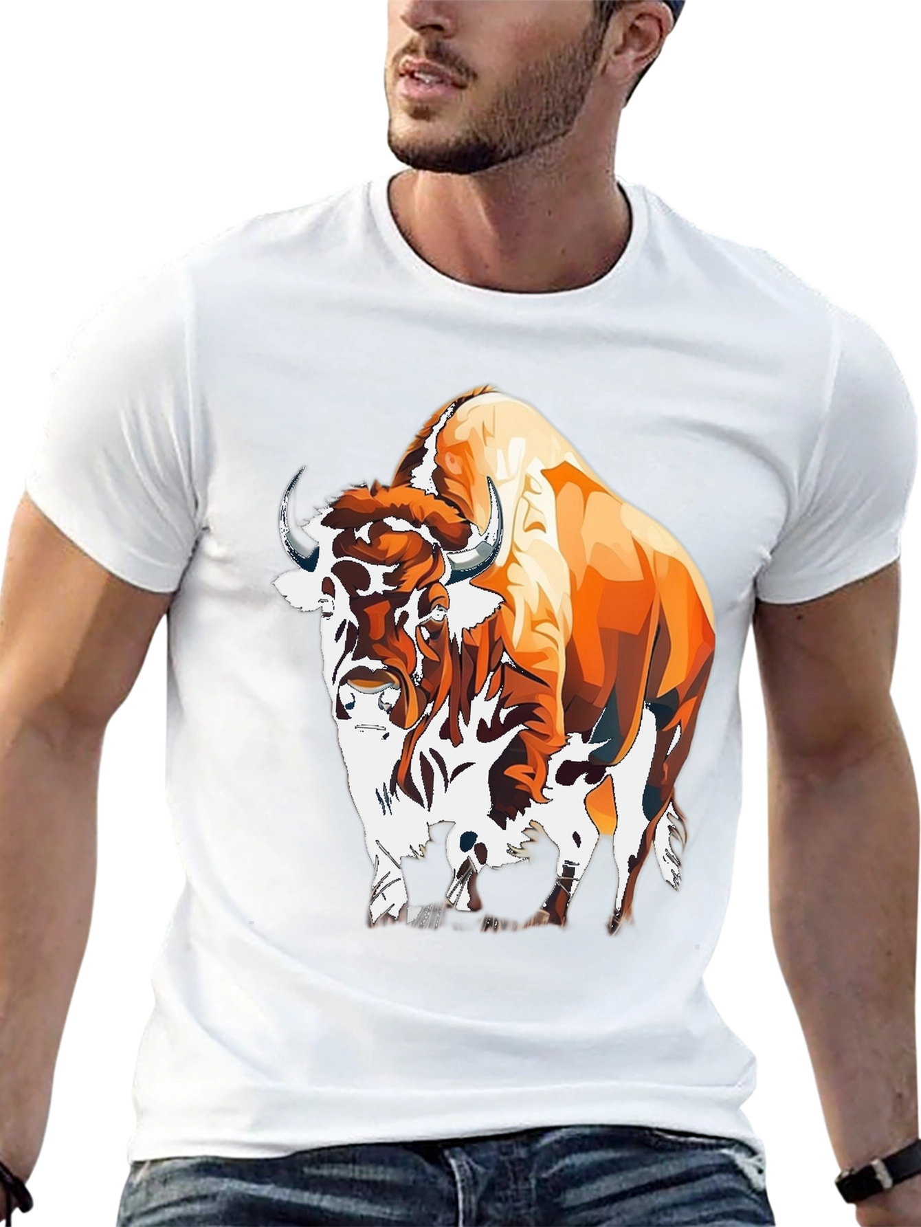 Black Bison Graphic Tee - Bold Animal Print view 13