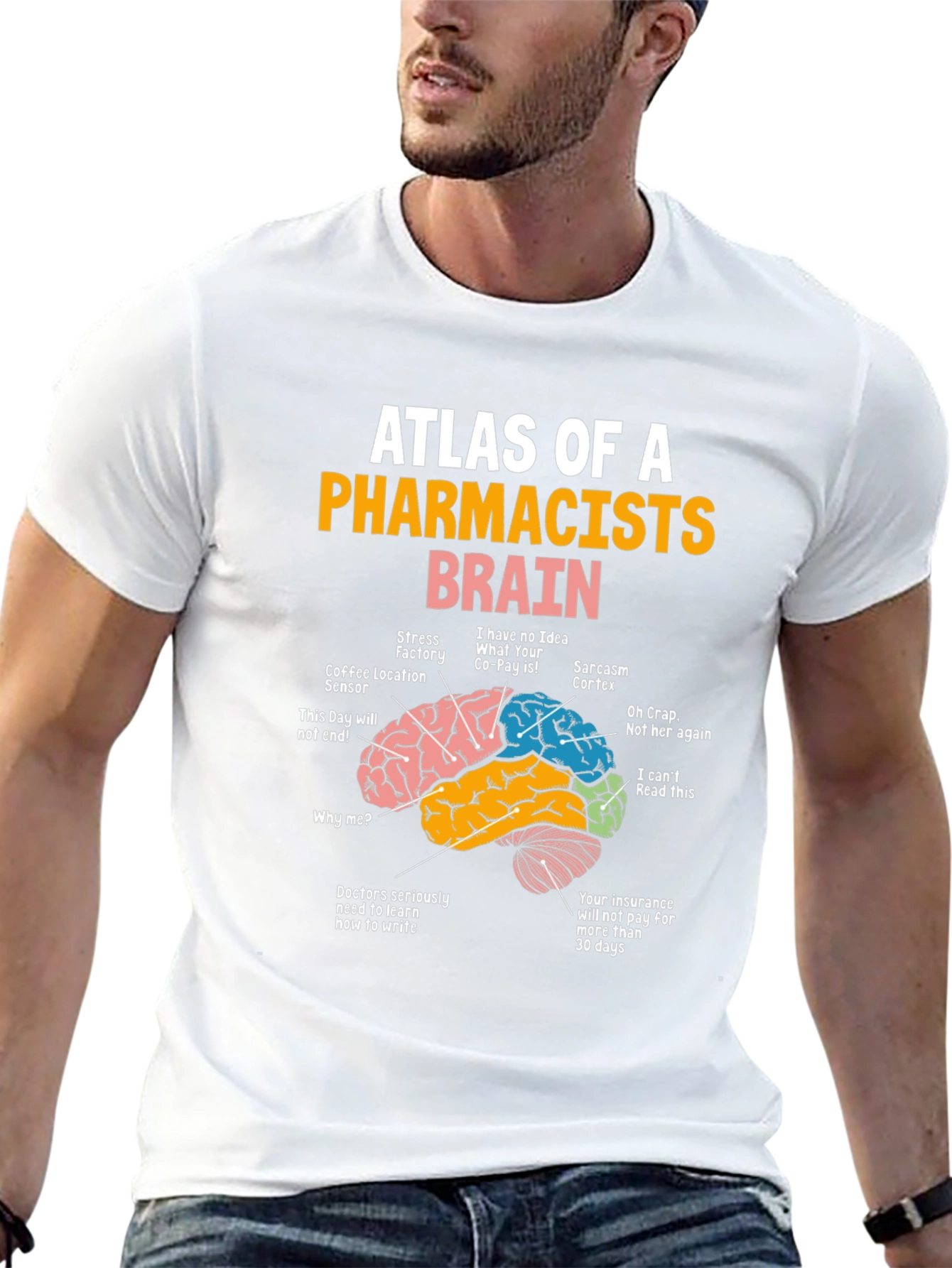 Black Pharmacist Brain Atlas Graphic Tee - Funny Gift view 13
