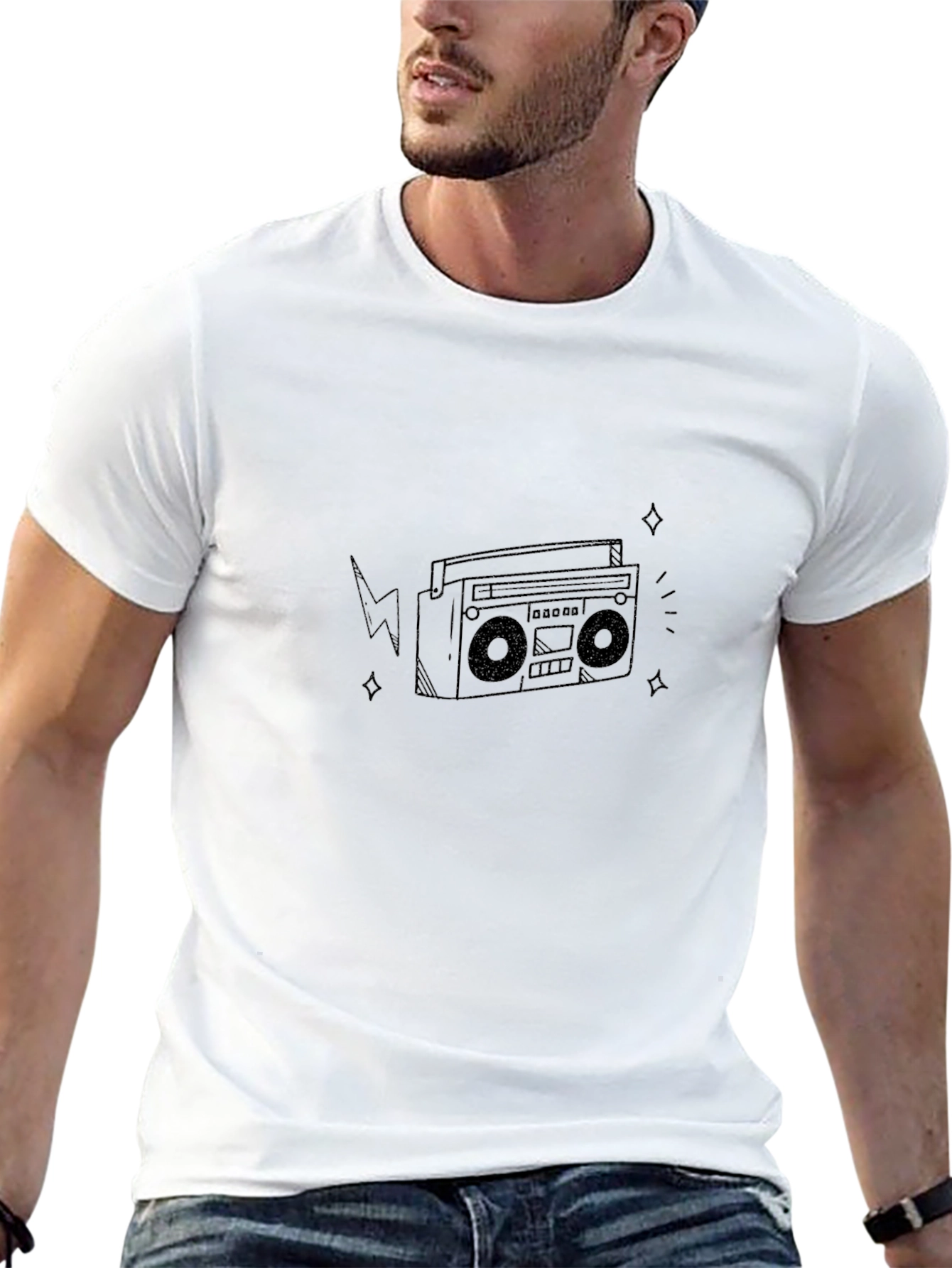 Black Retro Radio T-Shirt - Vintage Style Tee view 13