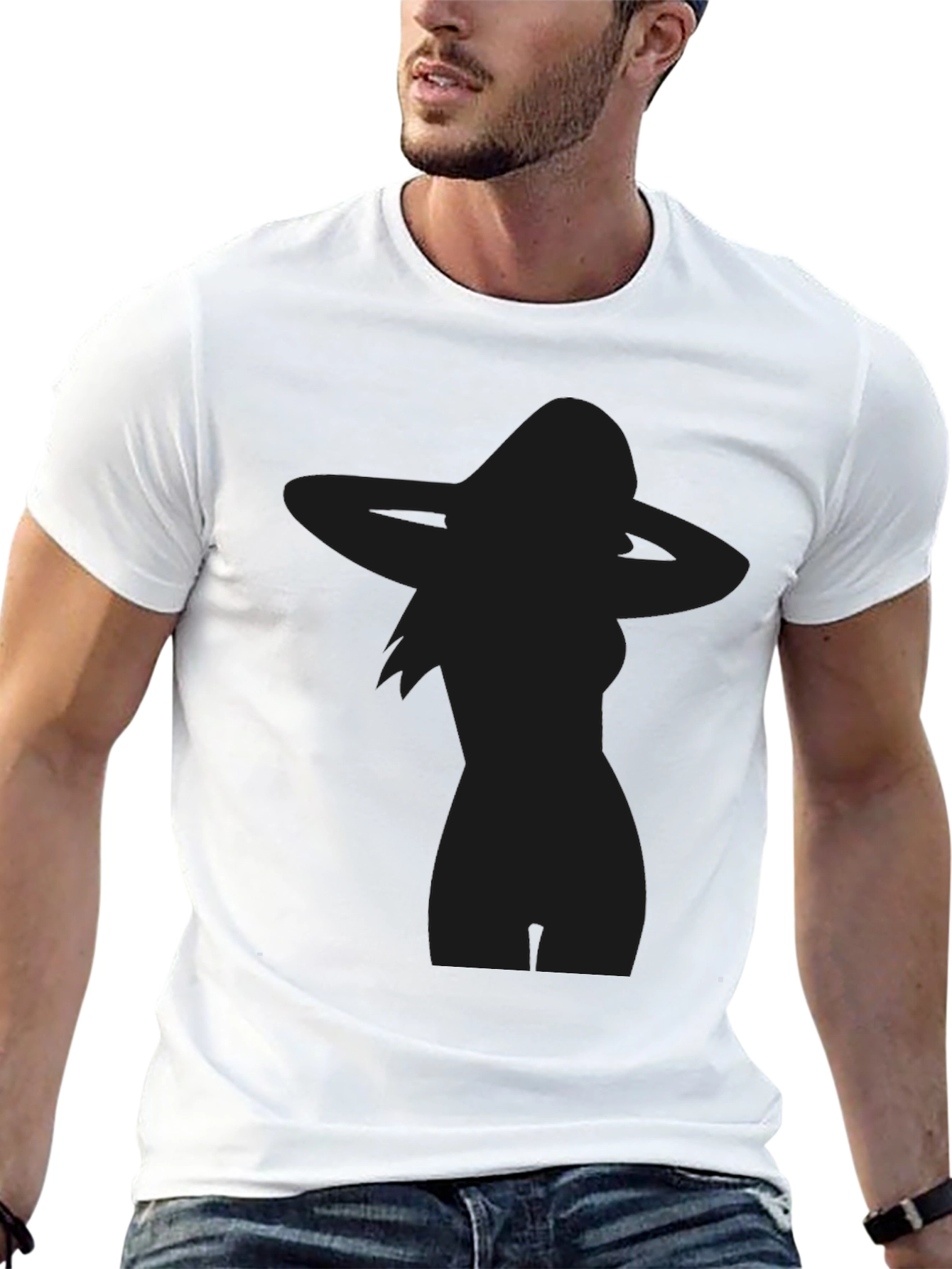 Black Silhouette Tee - Sexy Woman Print view 13