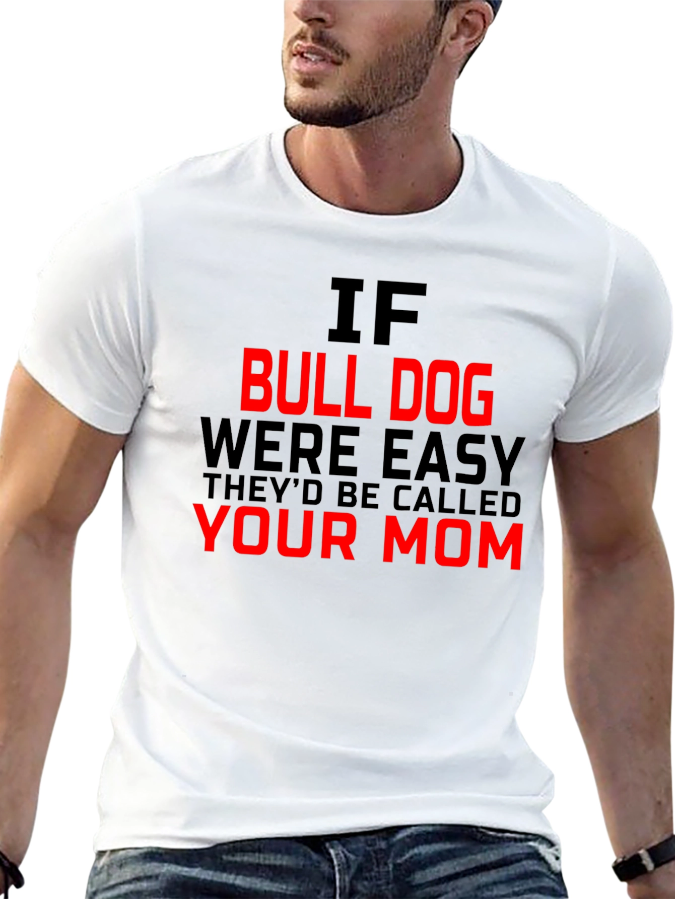 Black Funny Bulldog Your Mom Black T-Shirt view 13