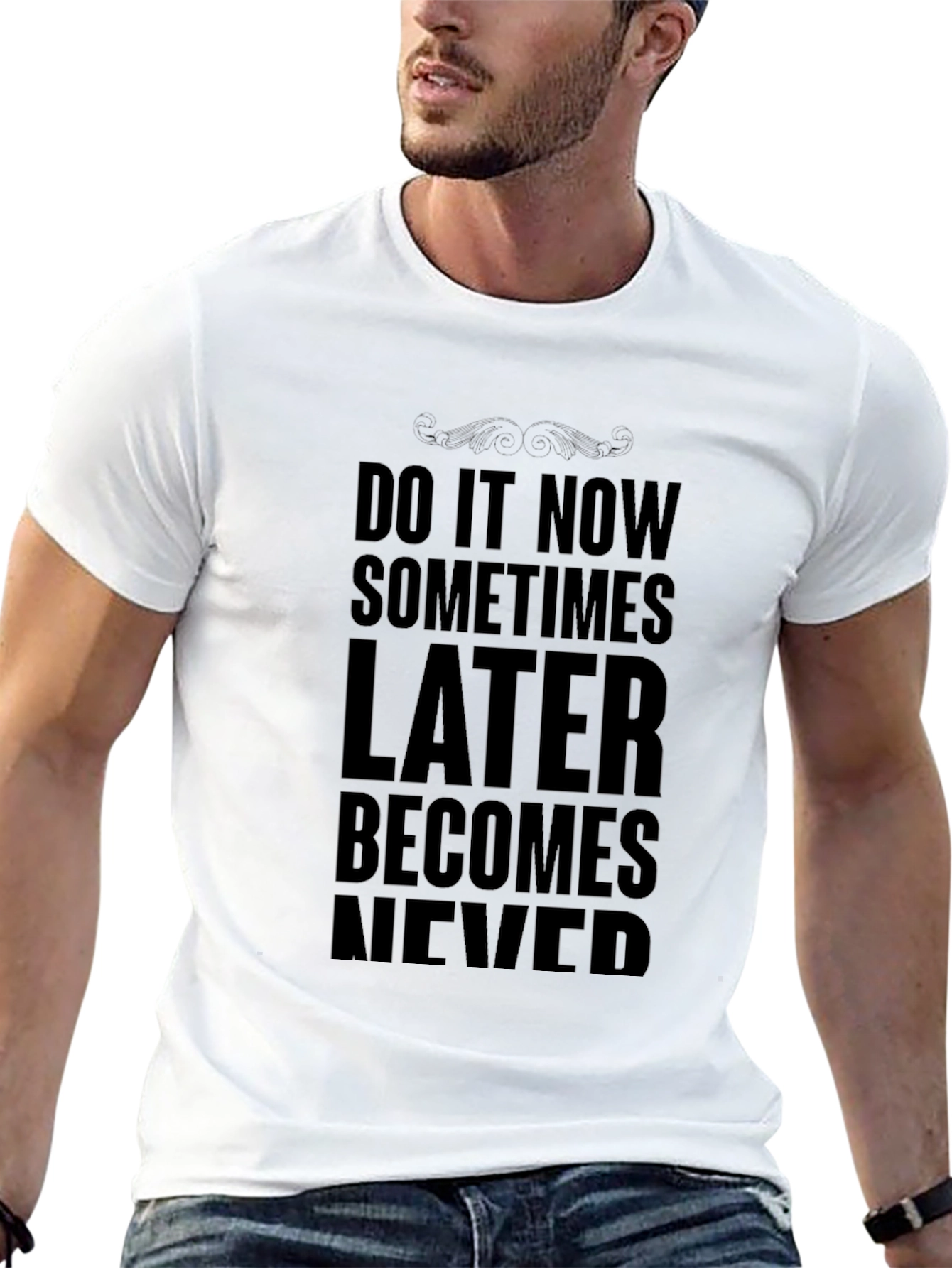 Black Motivational 'Do It Now' Black T-Shirt view 13
