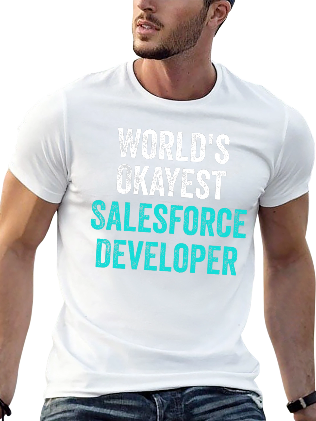 Black World's Okayest Salesforce Developer T-Shirt view 13