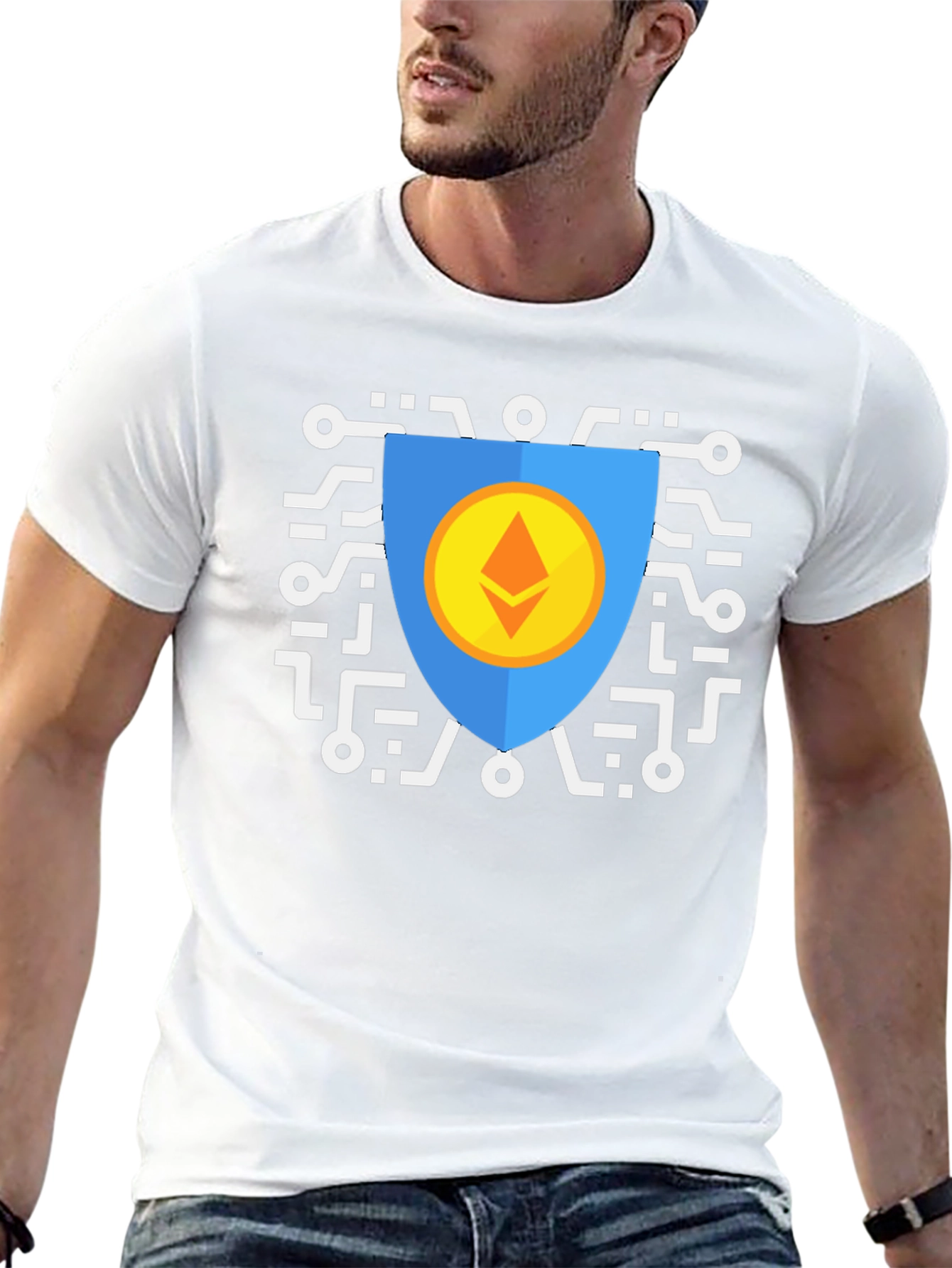 Black Ethereum Shield Graphic T-Shirt view 13