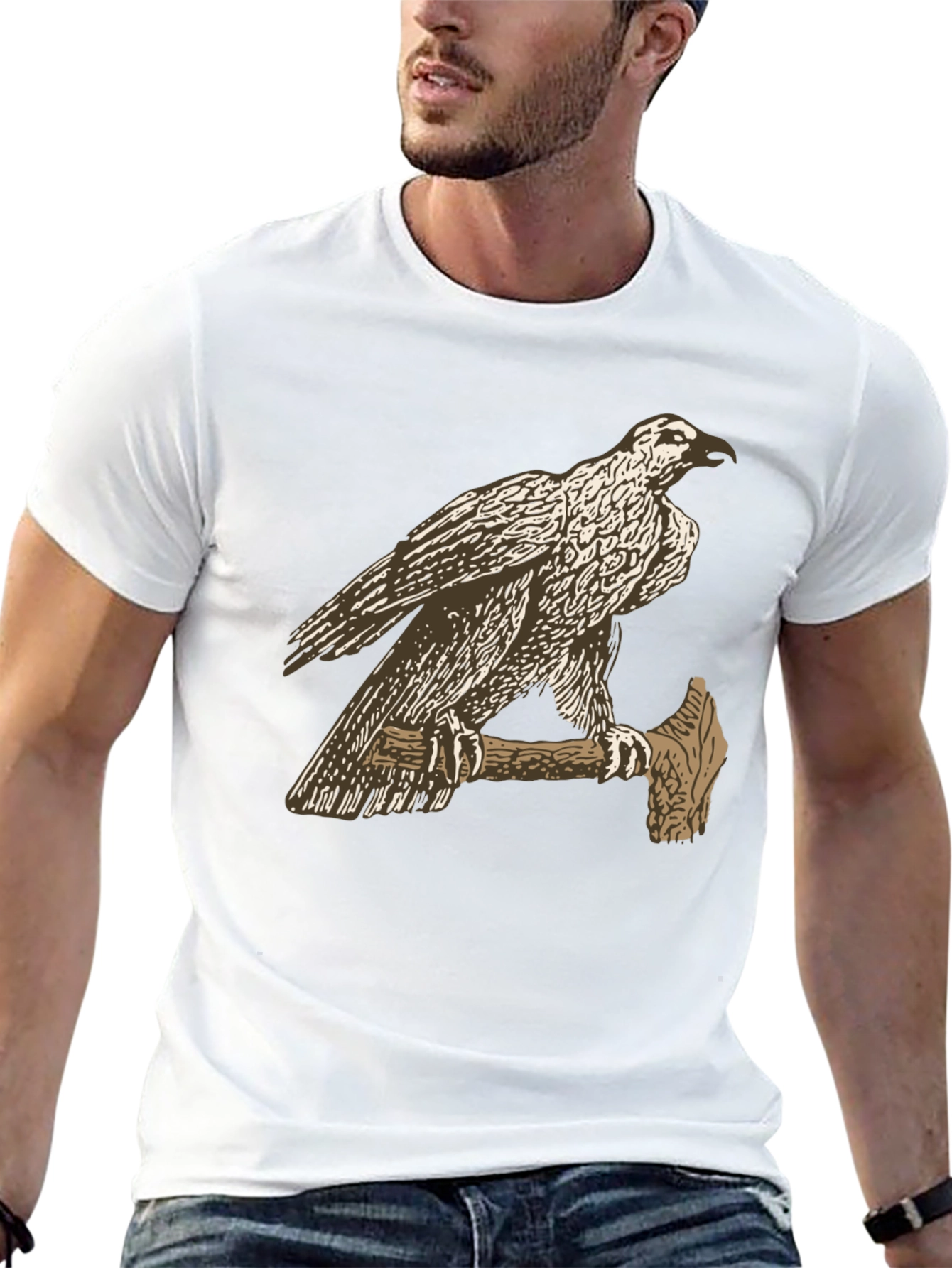 Black Eagle on Axe Black T-Shirt - Unique Graphic Tee view 13