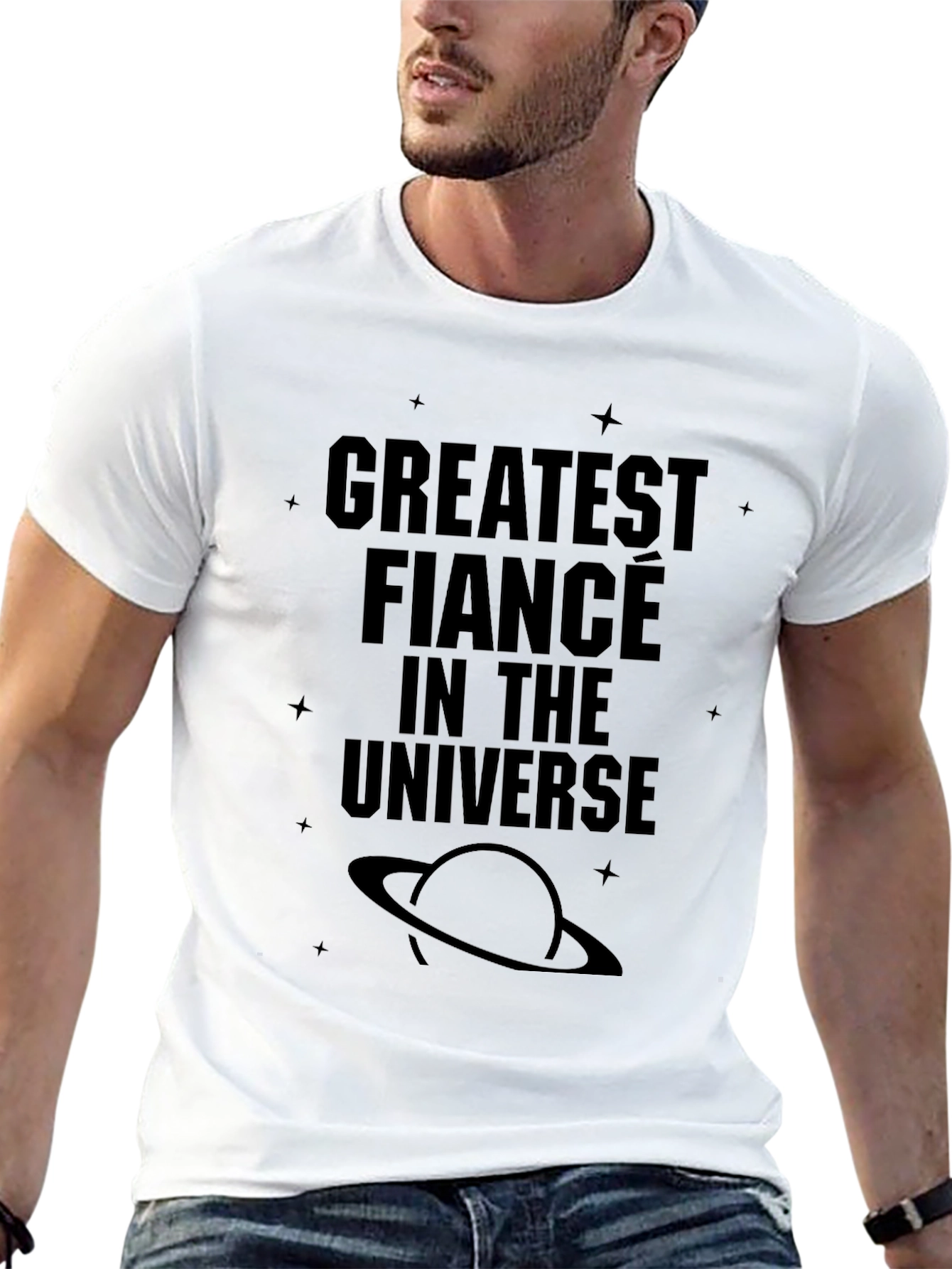Black Greatest Fiancé in the Universe Black T-Shirt view 13
