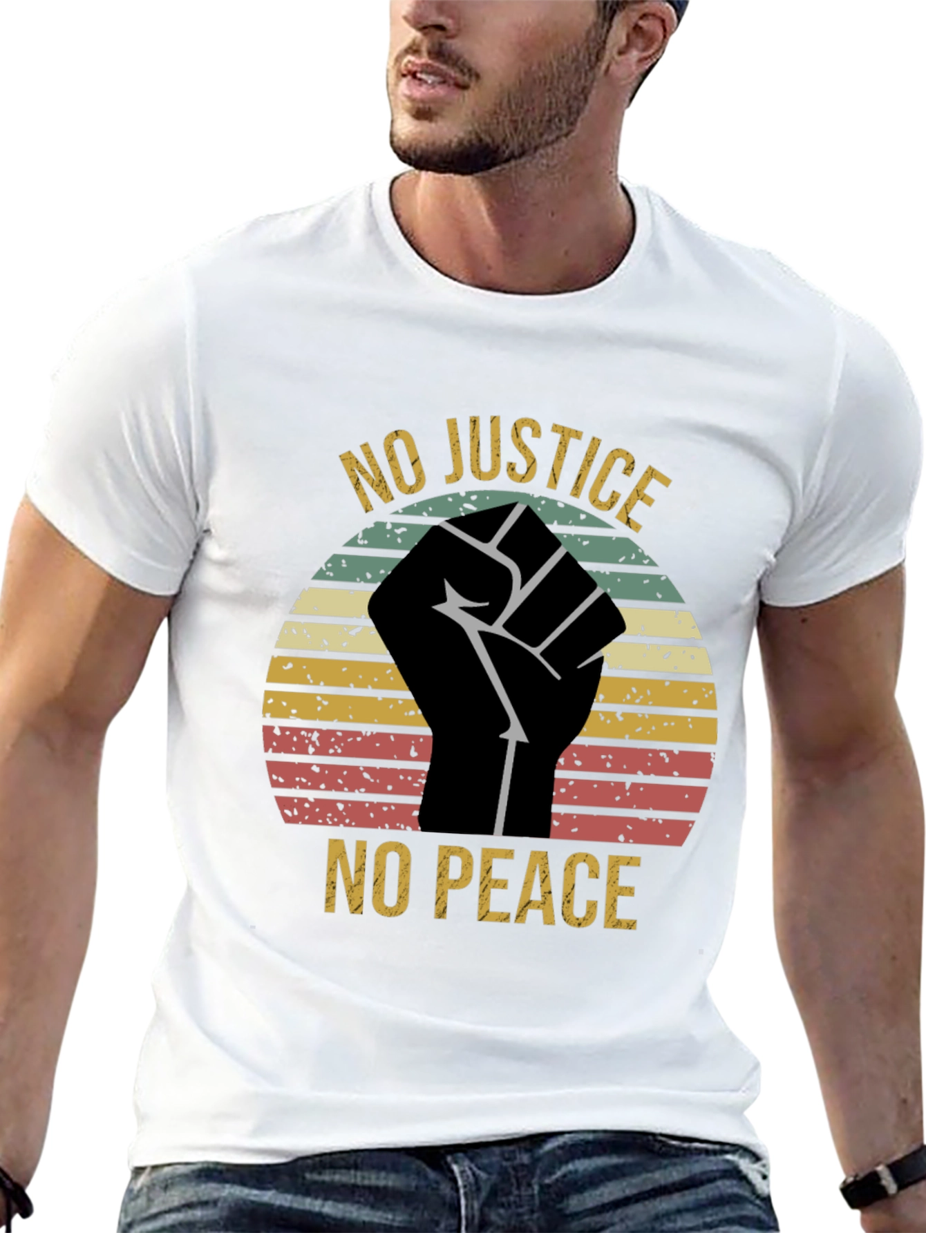 Black No Justice No Peace Graphic T-Shirt view 13