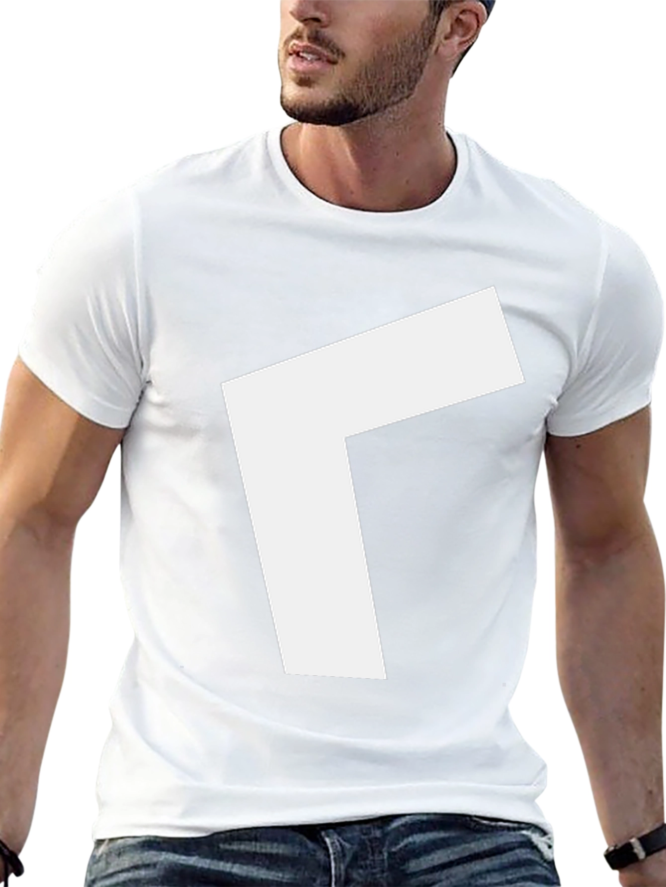 Black Modern Black T-Shirt with White Arrow Design view 13