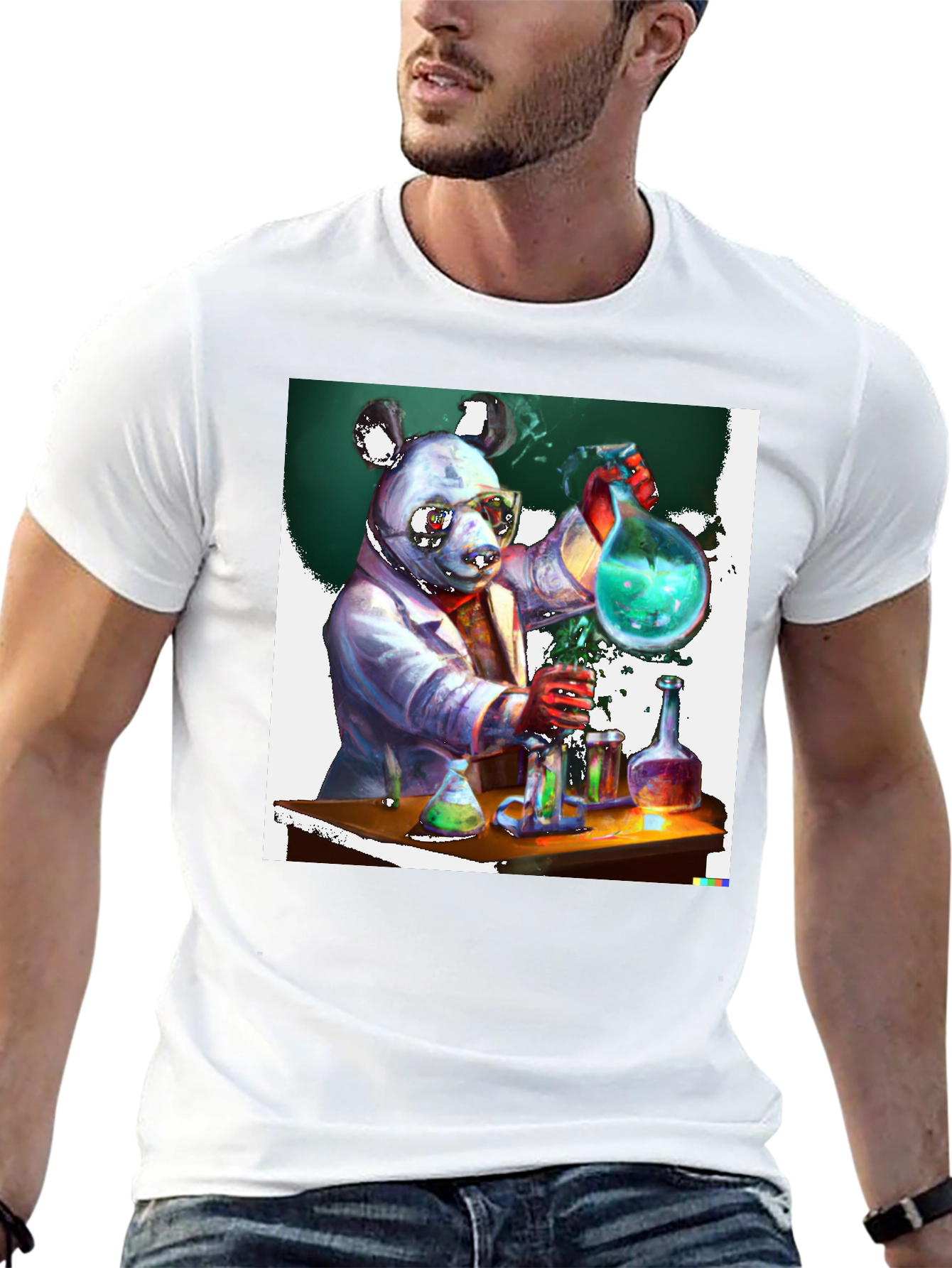 Black Scientist Panda Graphic Tee - Quirky & Unique view 13