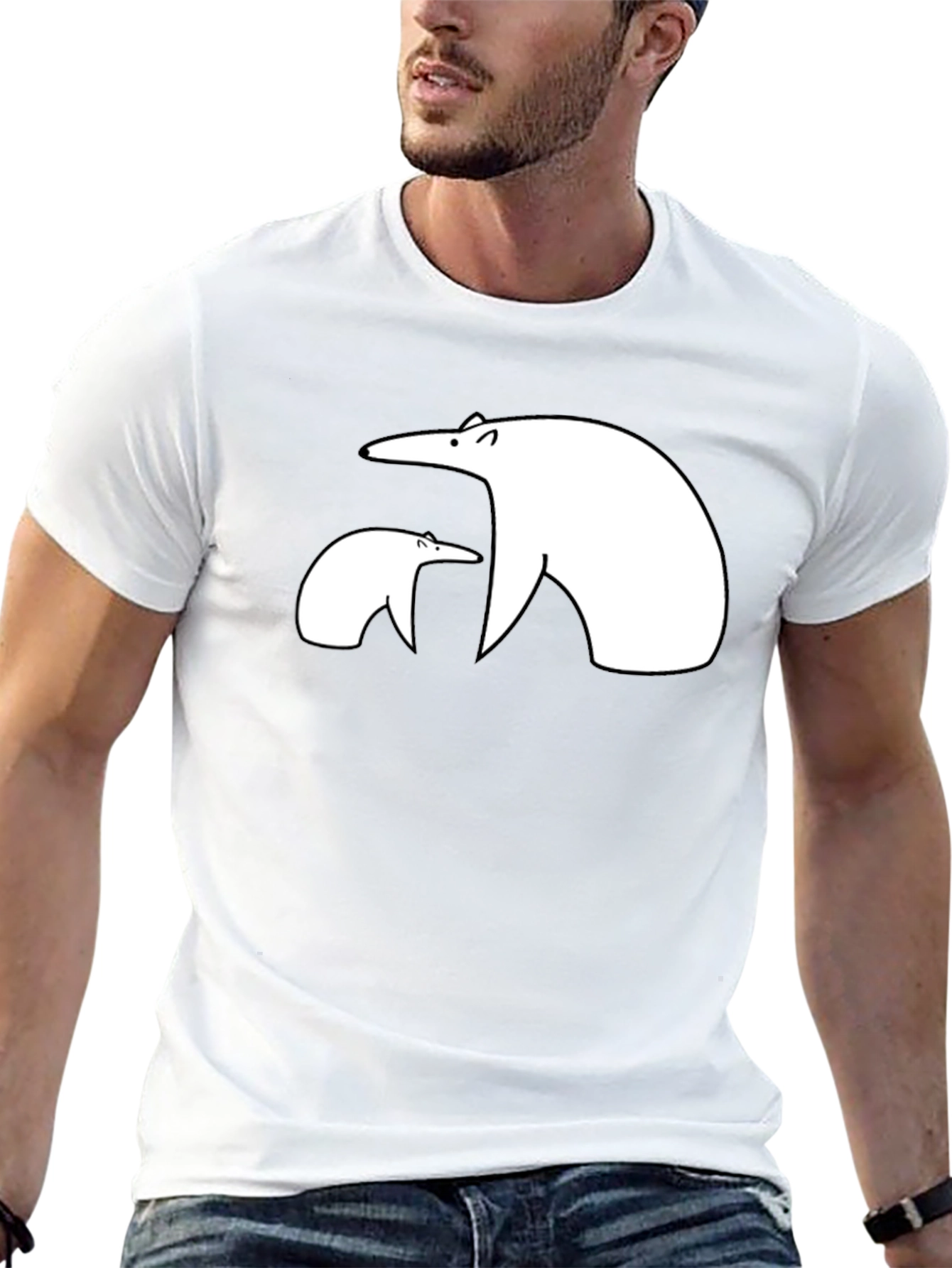 Black Polar Bear Graphic Tee - Black Casual Shirt view 13