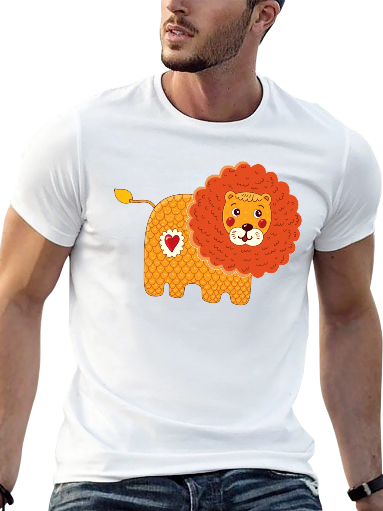 Black Cute Cartoon Lion Graphic Tee - Black view 13