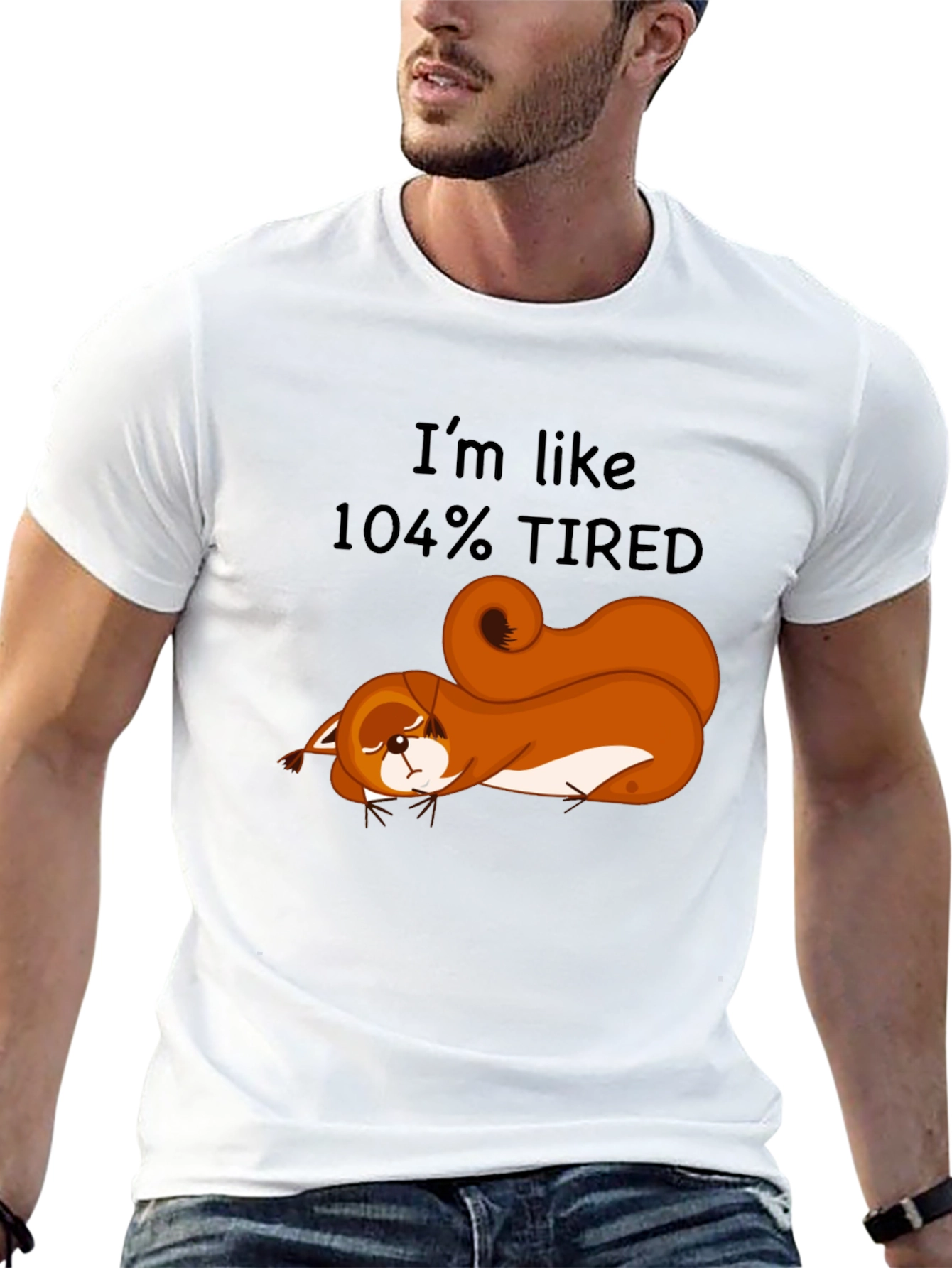Black I'm Like 104% Tired Squirrel Graphic Tee view 13