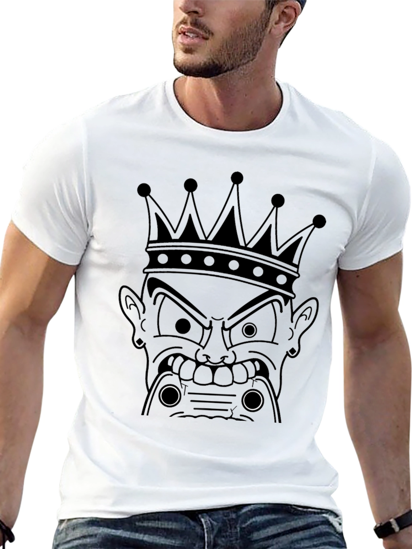 Black King Cartoon Graphic Print Black T-Shirt view 13